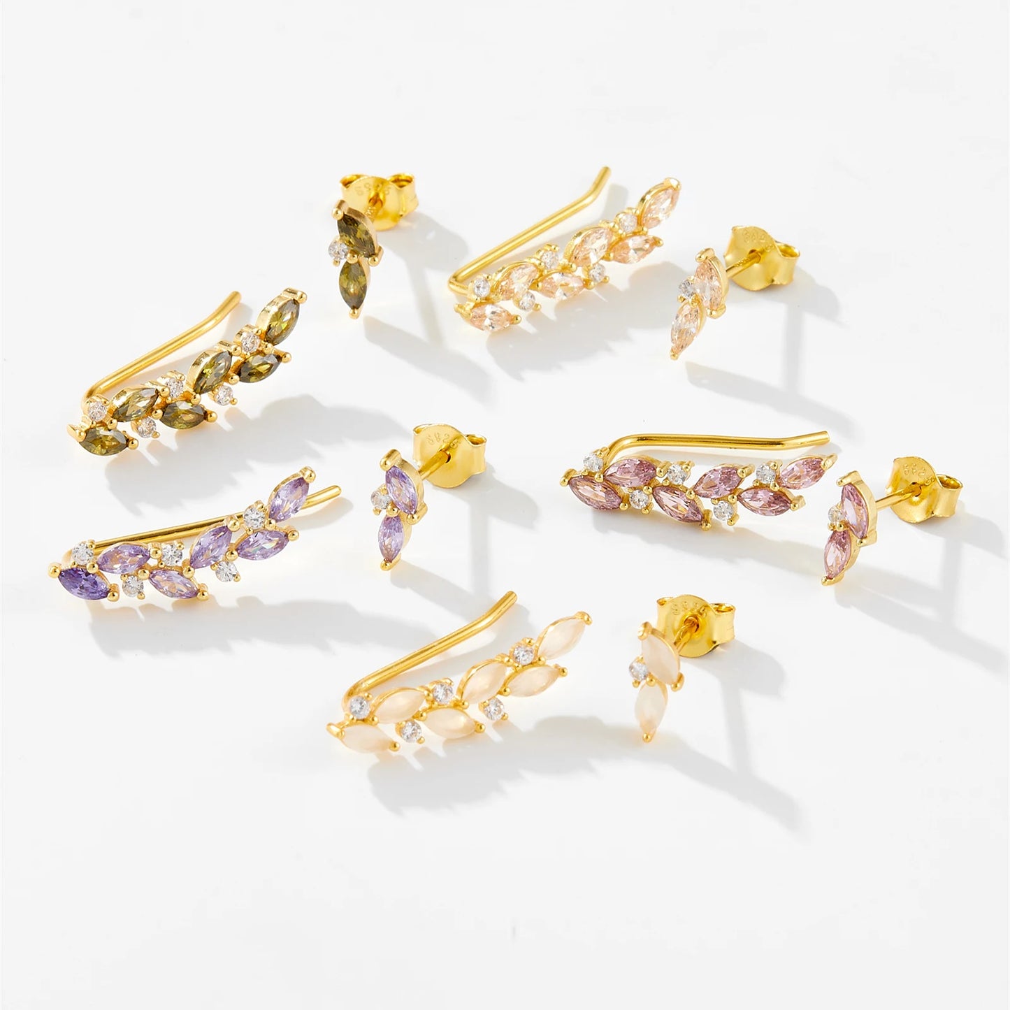925 Sterling Silver Gemstone Stud Earrings