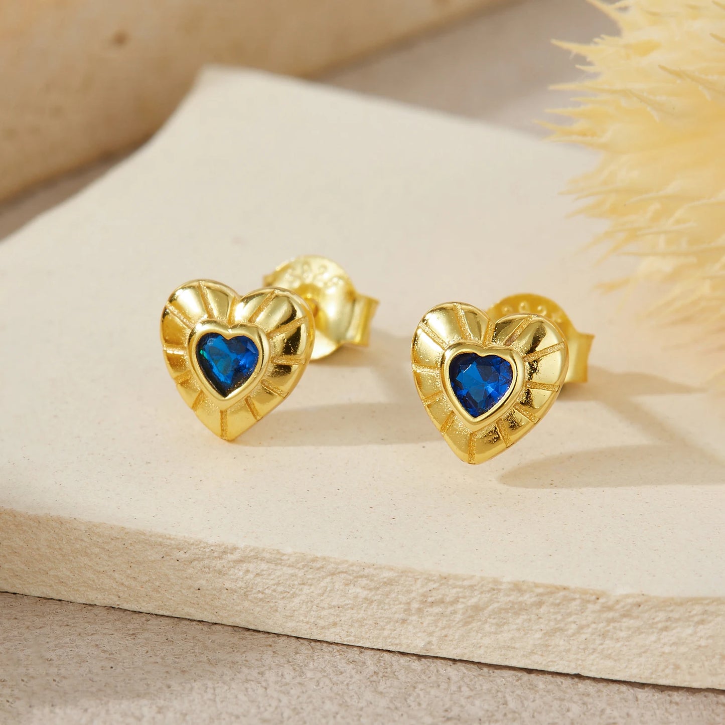 925 Sterling Silver Baroque Blue Sapphire Zircon Earrings