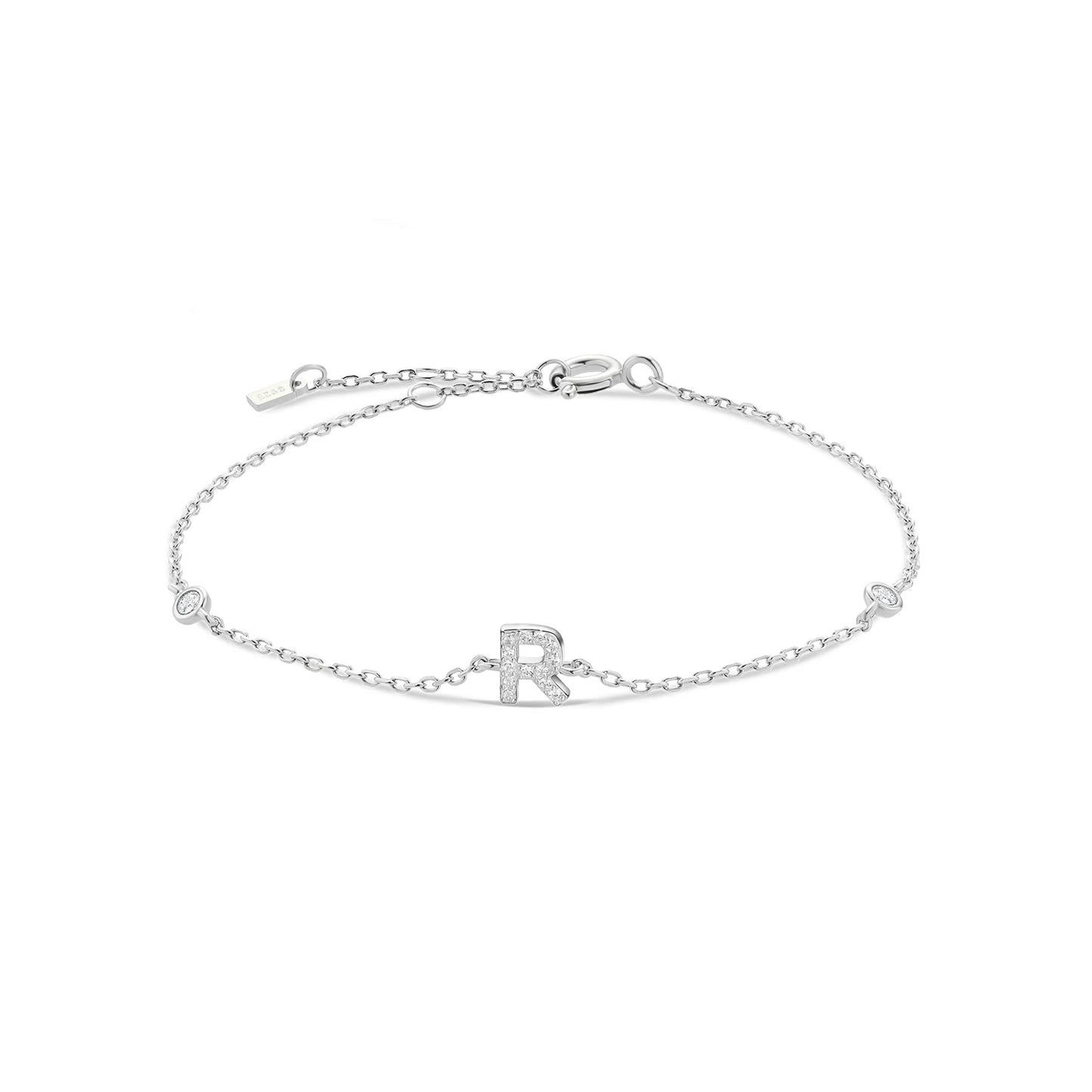 925 Sterling Silver Zircon Letter Bracelet