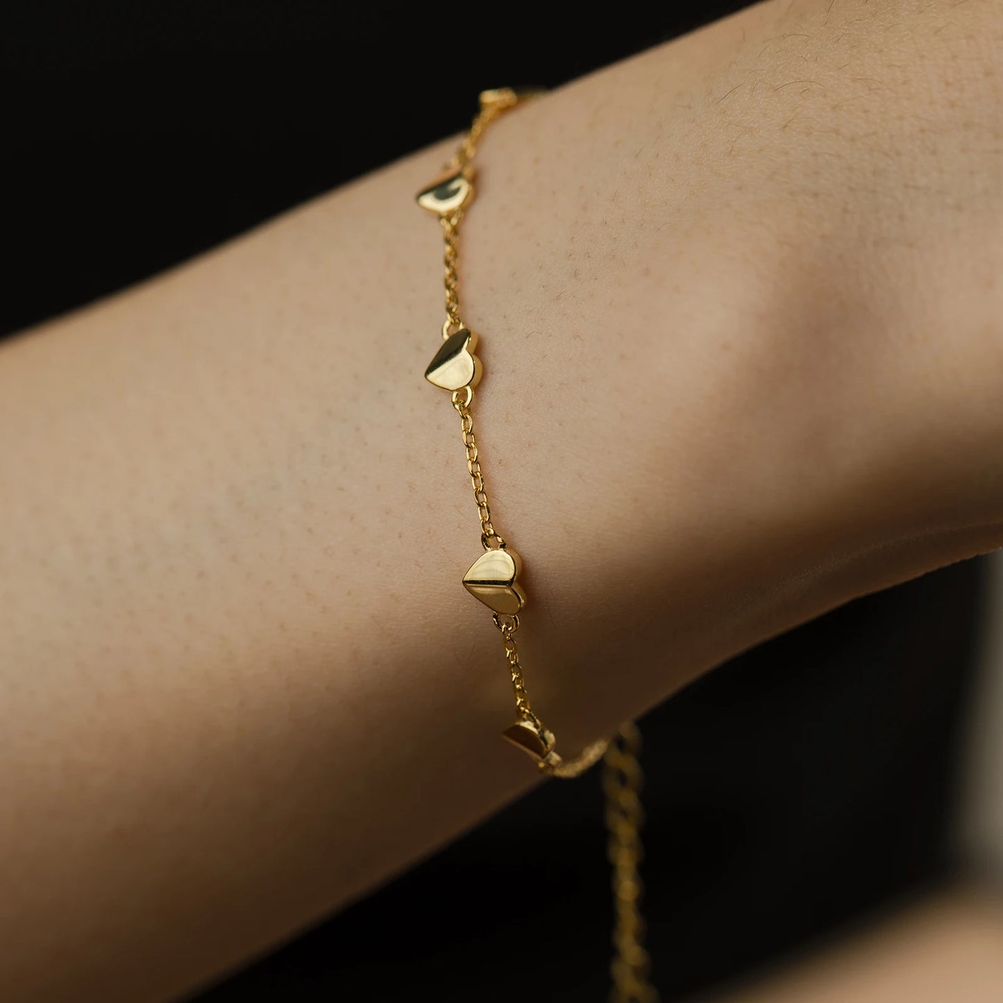 925 Sterling Silver Heart Chain Bracelet