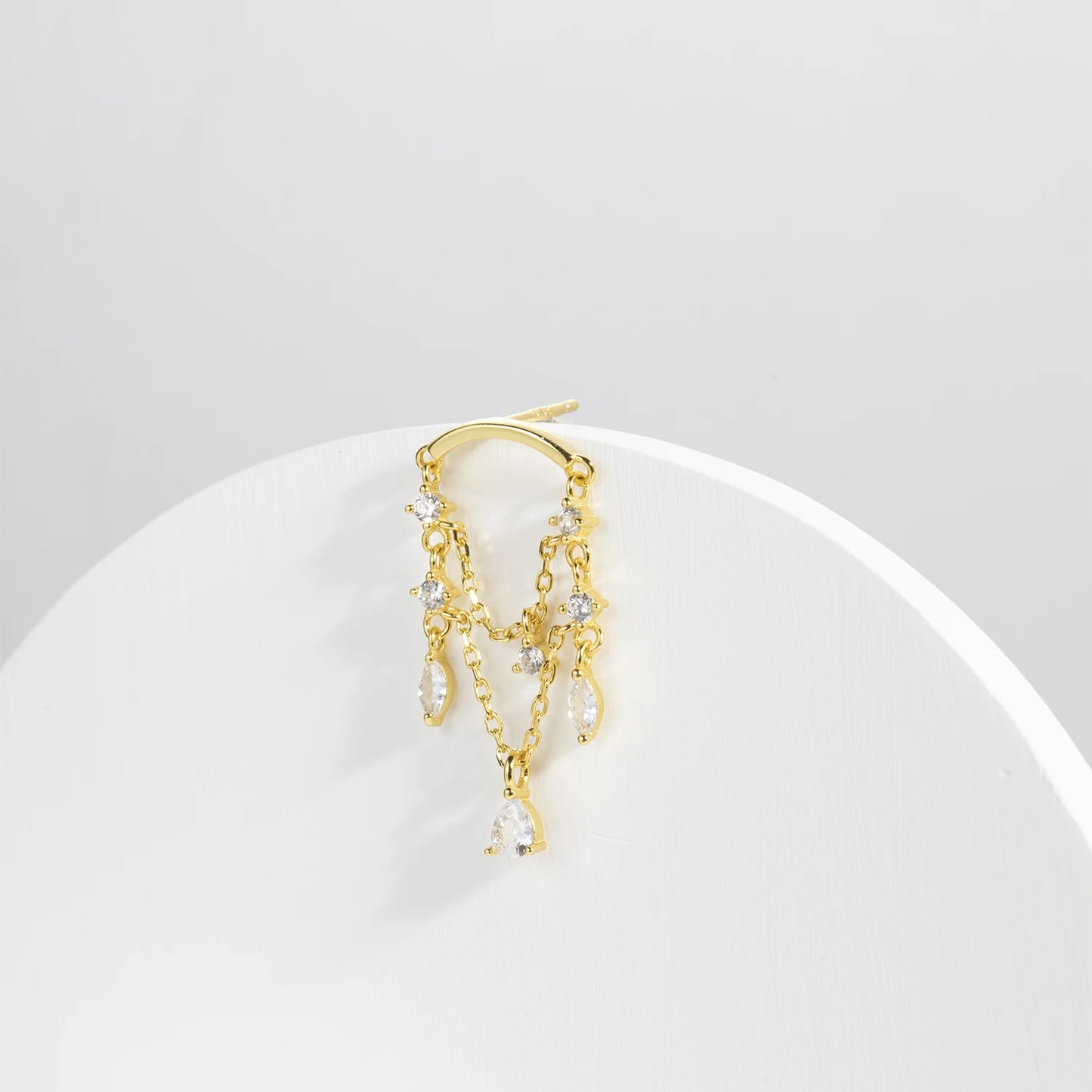 925 Sterling Silver Chain Zircon Stud Earrings