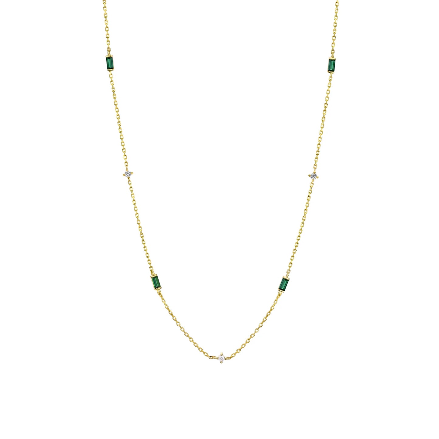 925 Sterling Silver Green Zircon Necklace