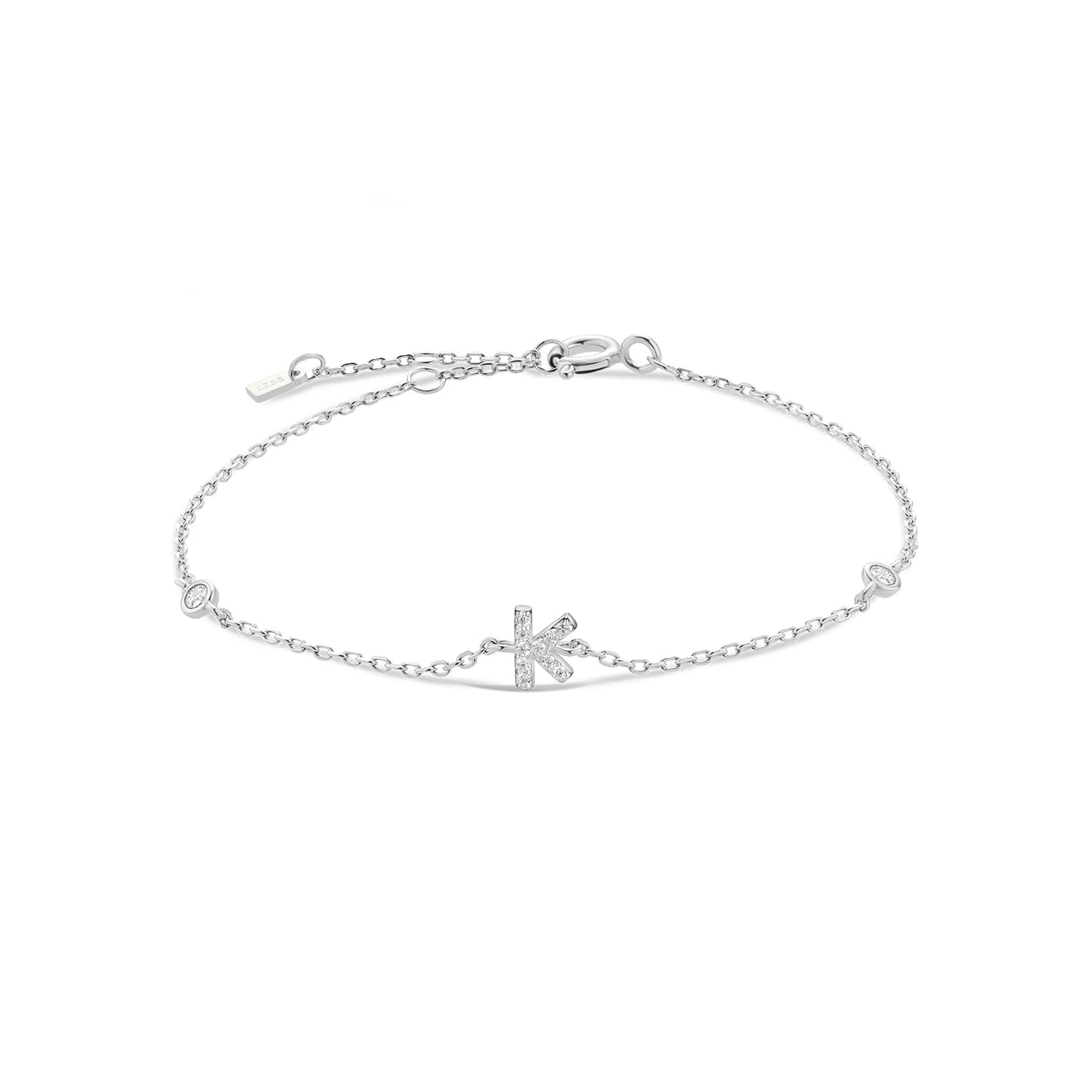 925 Sterling Silver Zircon Letter Bracelet