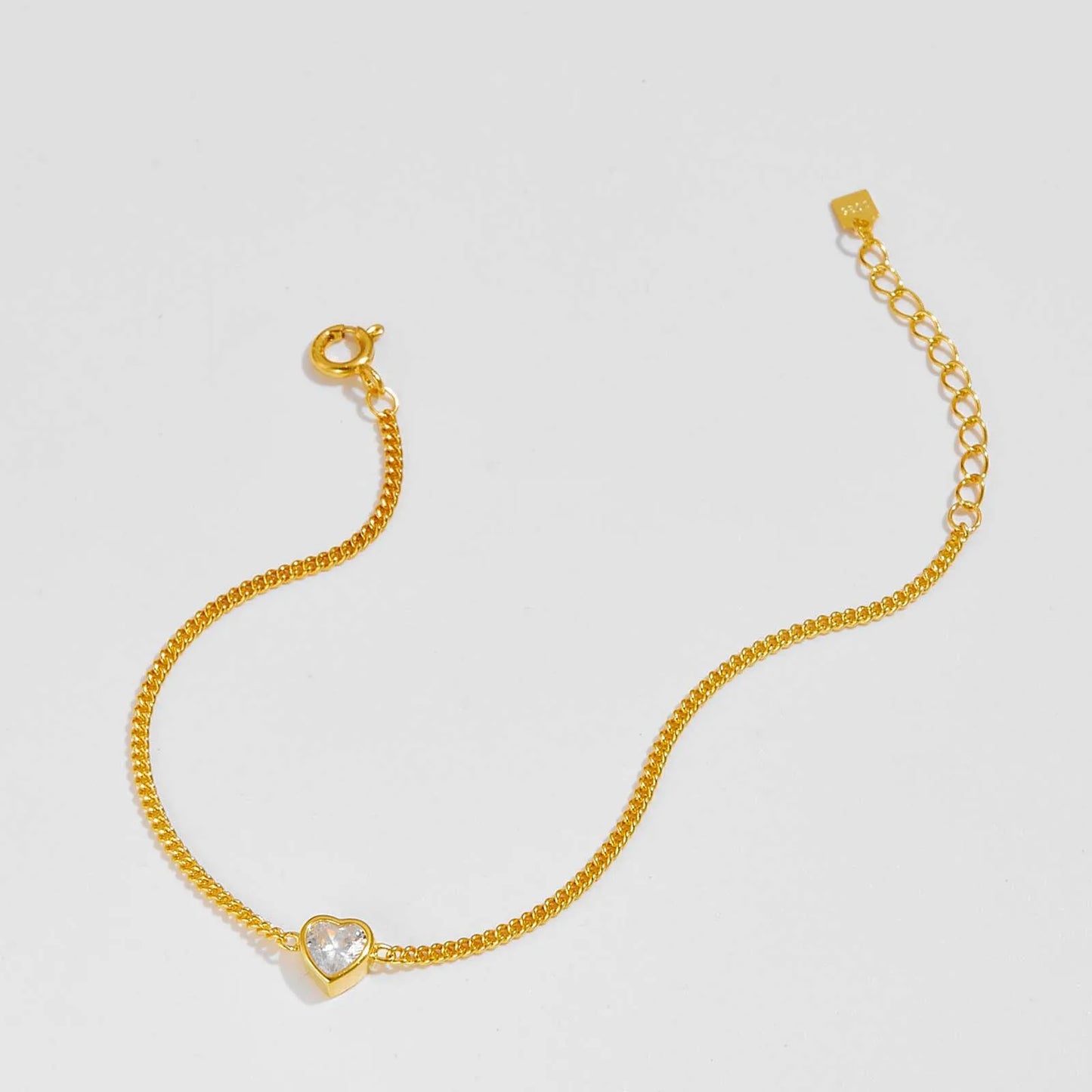 925 Sterling Silver Zircon Heart Bracelet