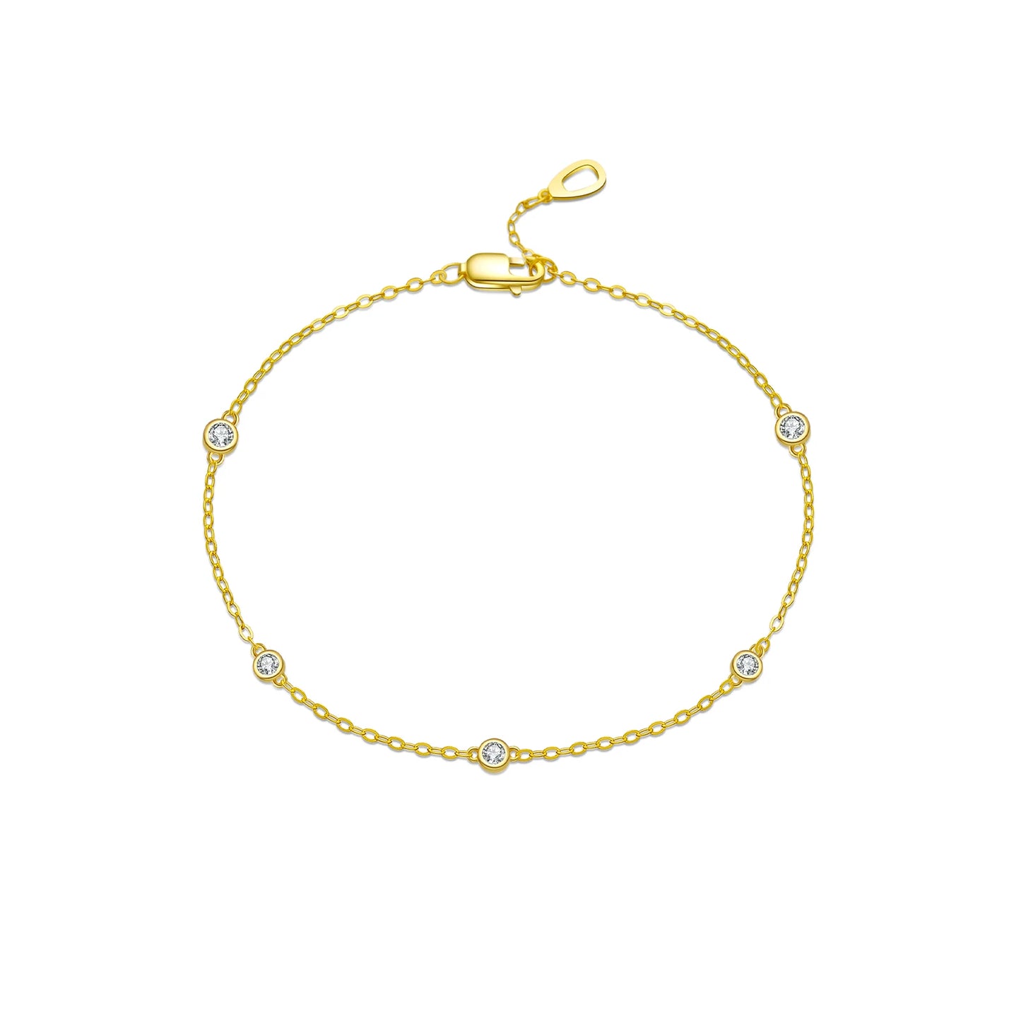 925 Sterling Silver Round Zircon Bead Bracelet
