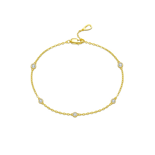 925 Sterling Silver Round Zircon Bead Bracelet
