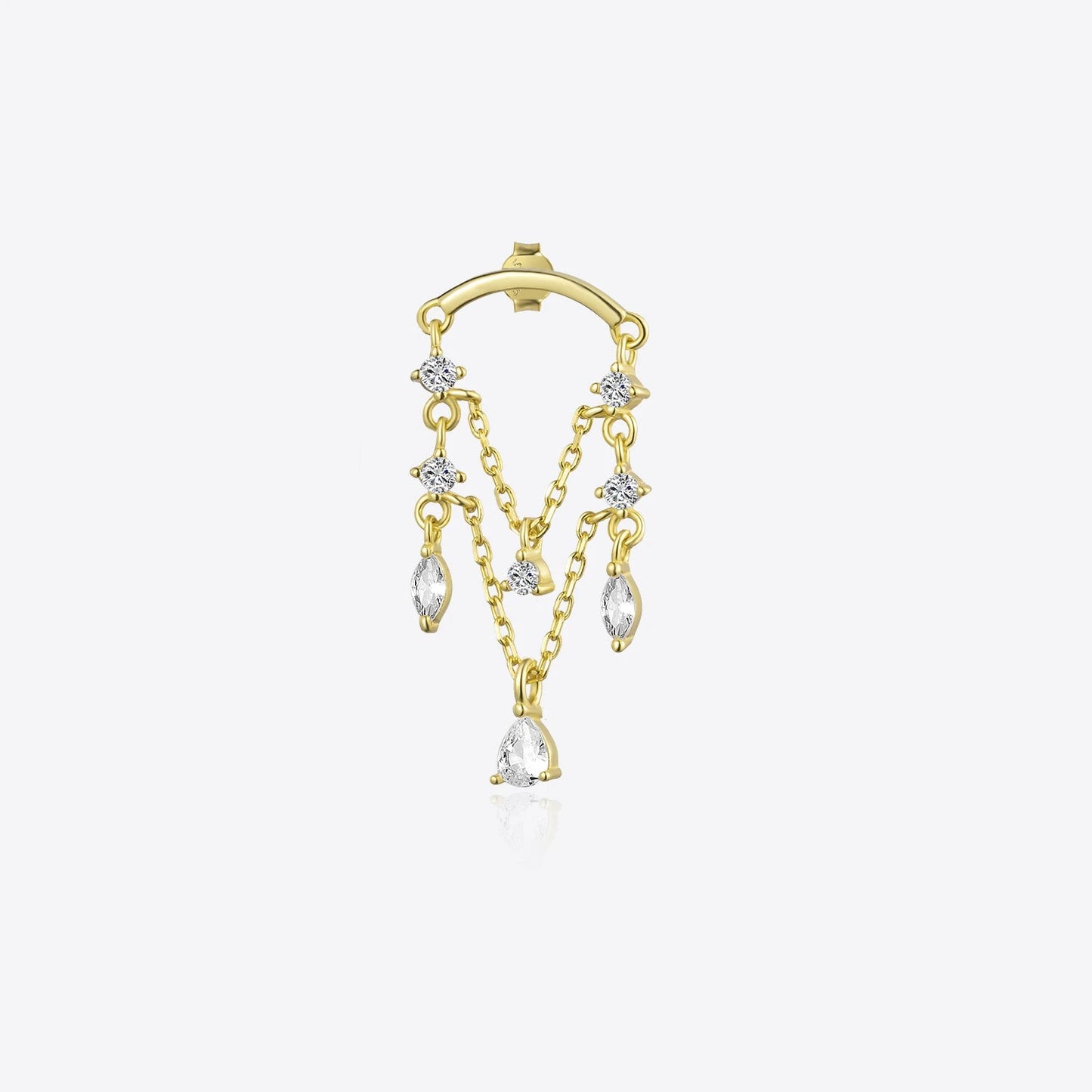 925 Sterling Silver Chain Zircon Stud Earrings