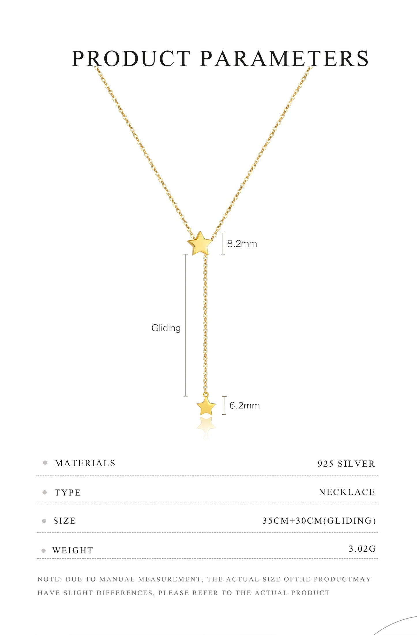 925 Sterling Silver Adjustable Star Pendant