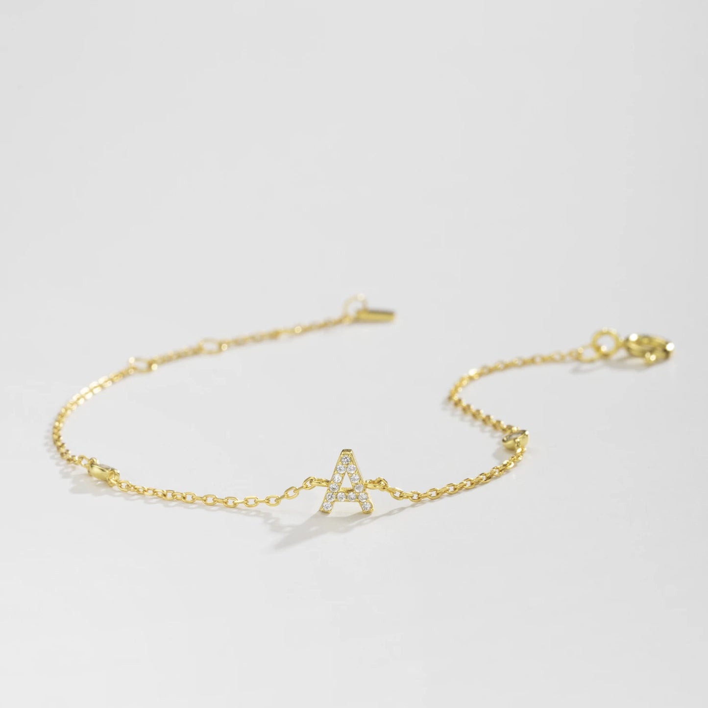 925 Sterling Silver Zircon Letter Bracelet