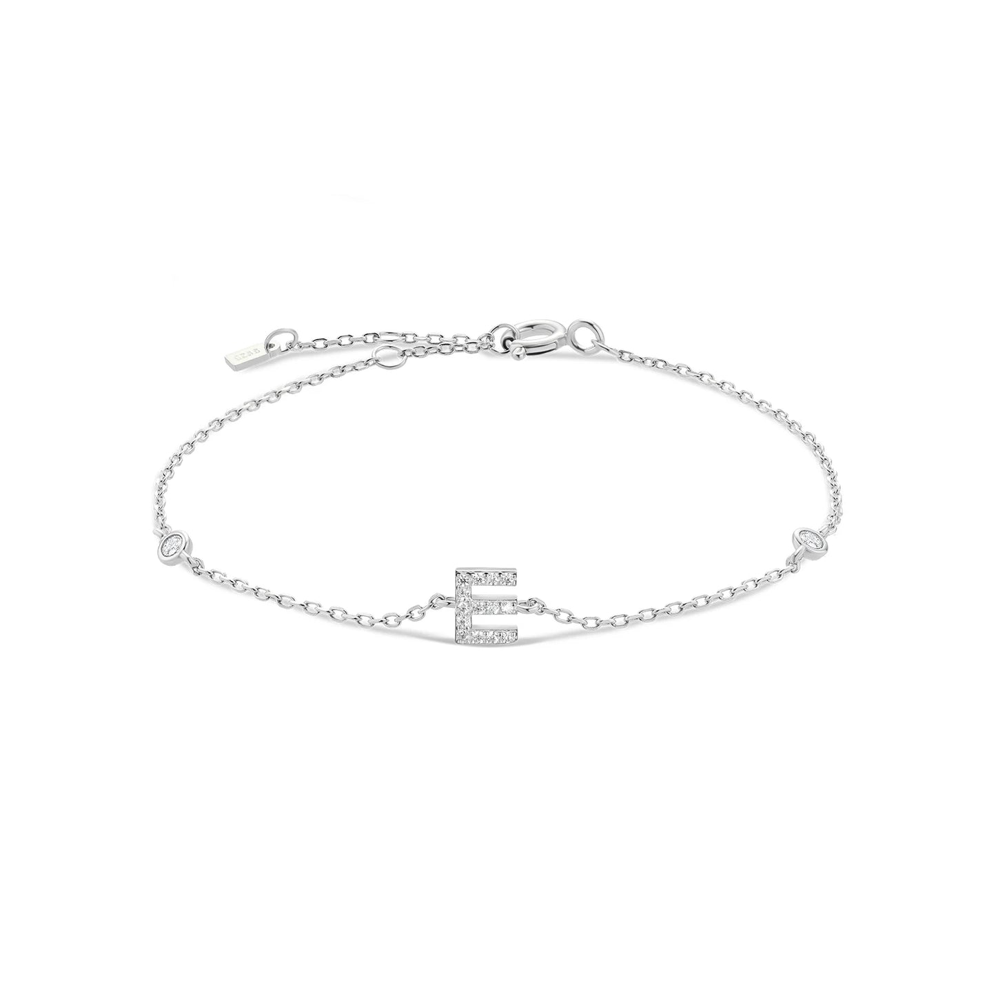 925 Sterling Silver Zircon Letter Bracelet