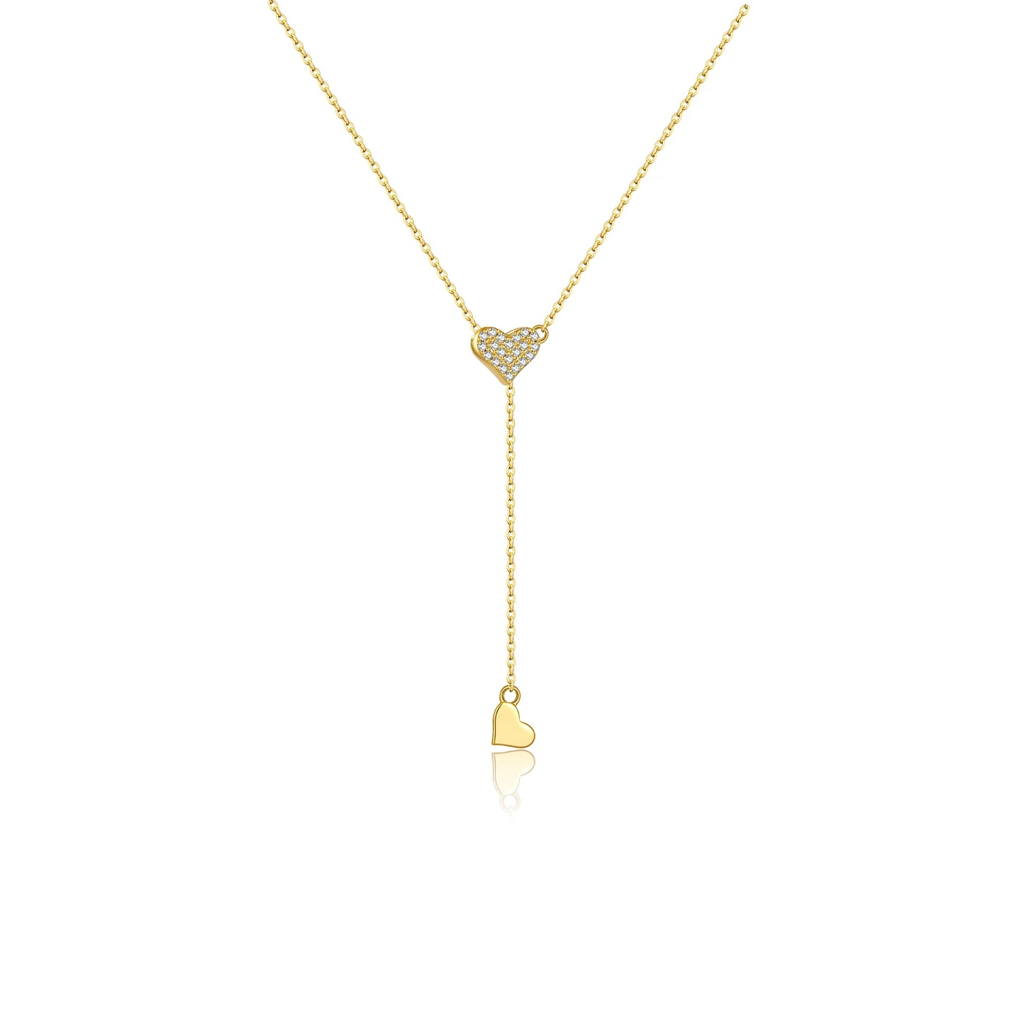 925 Sterling Silver Adjustable Zircon Heart Necklace