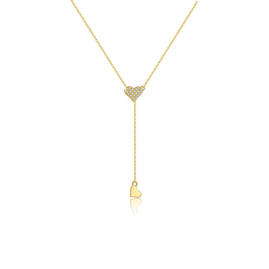 925 Sterling Silver Adjustable Zircon Heart Necklace