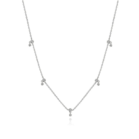 925 Sterling Silver Round Zircon Necklace
