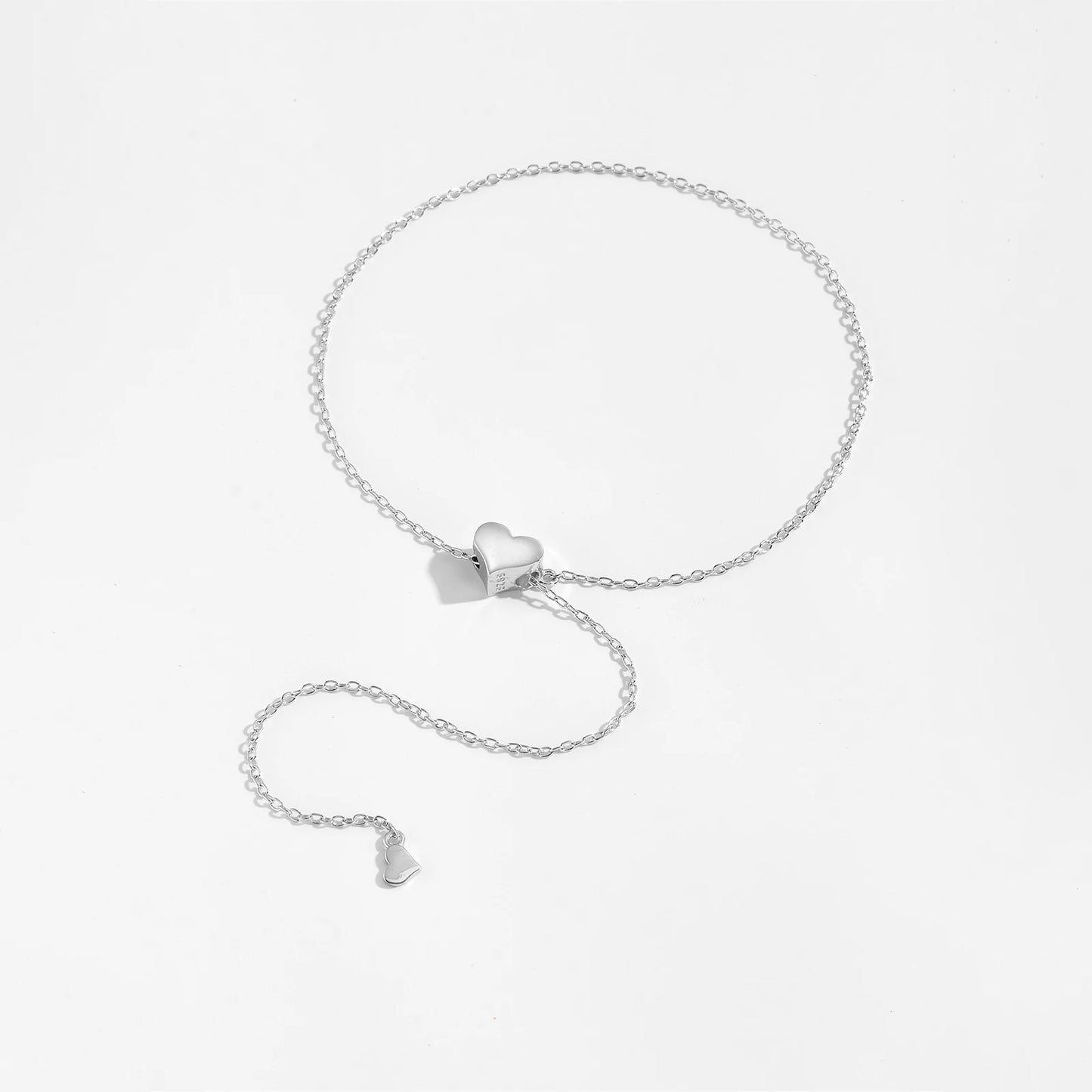 925 Sterling Silver Adjustable Heart Bracelet