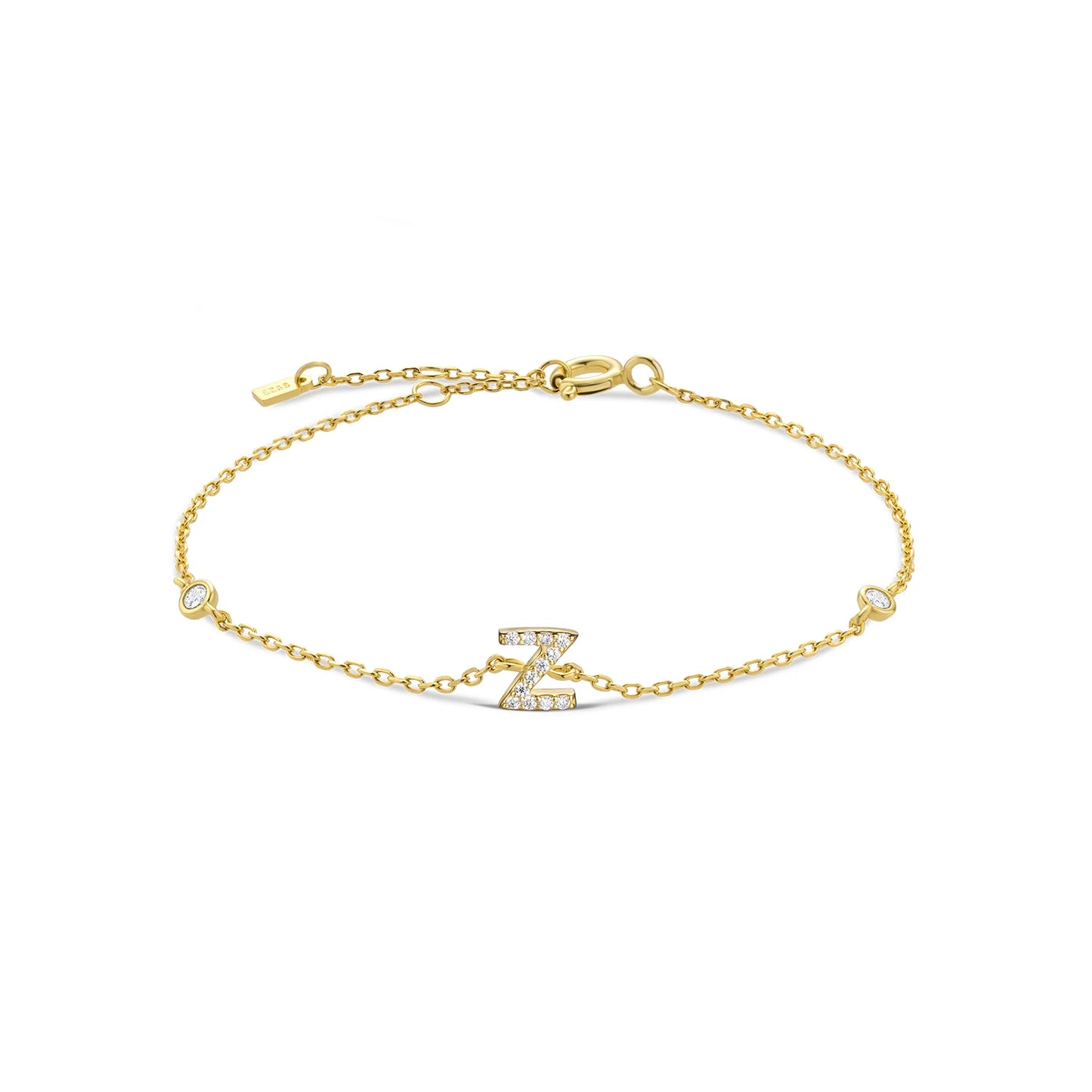 925 Sterling Silver Zircon Letter Bracelet