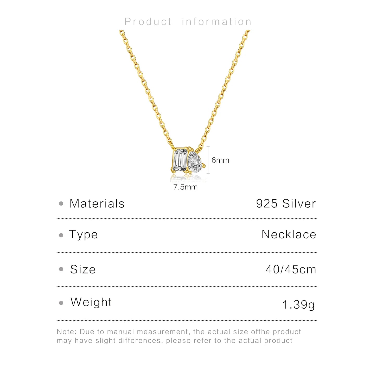 925 Sterling Silver Zircon Pendant