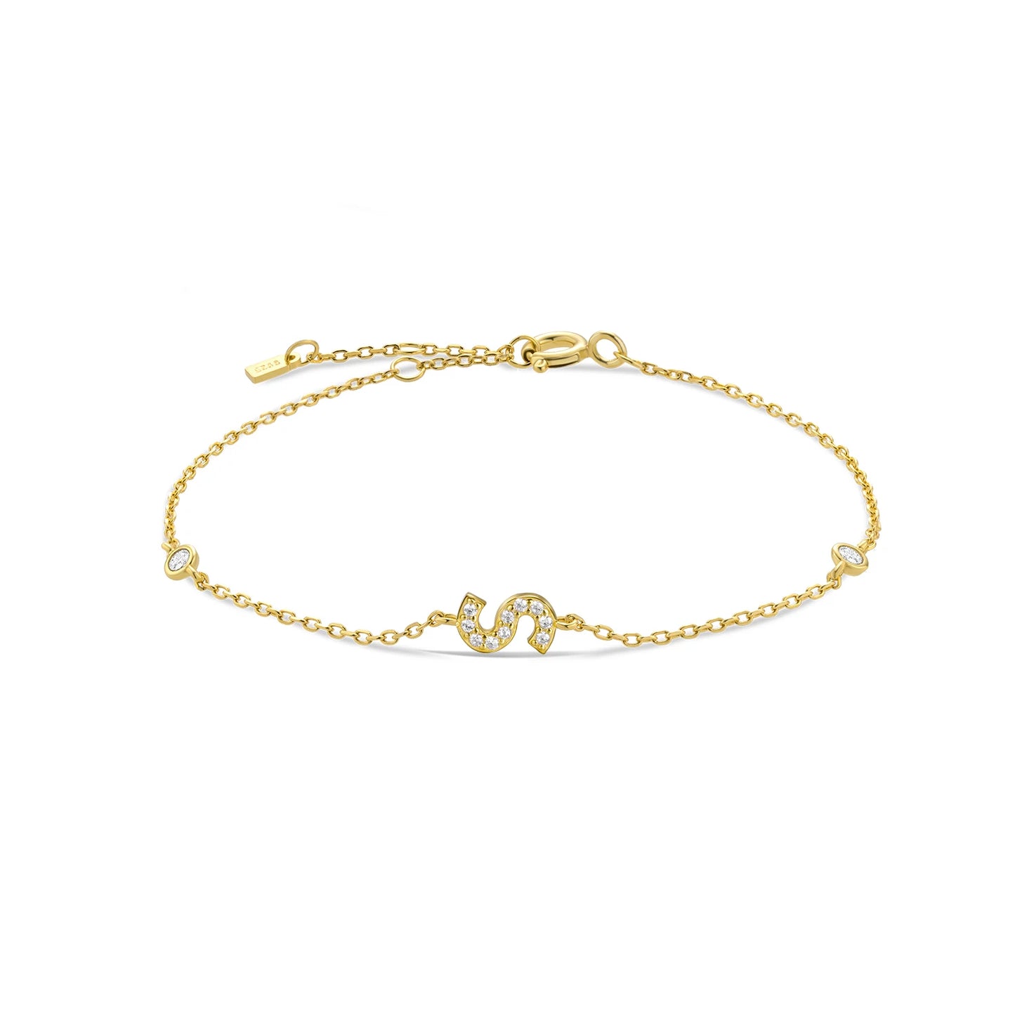 925 Sterling Silver Zircon Letter Bracelet