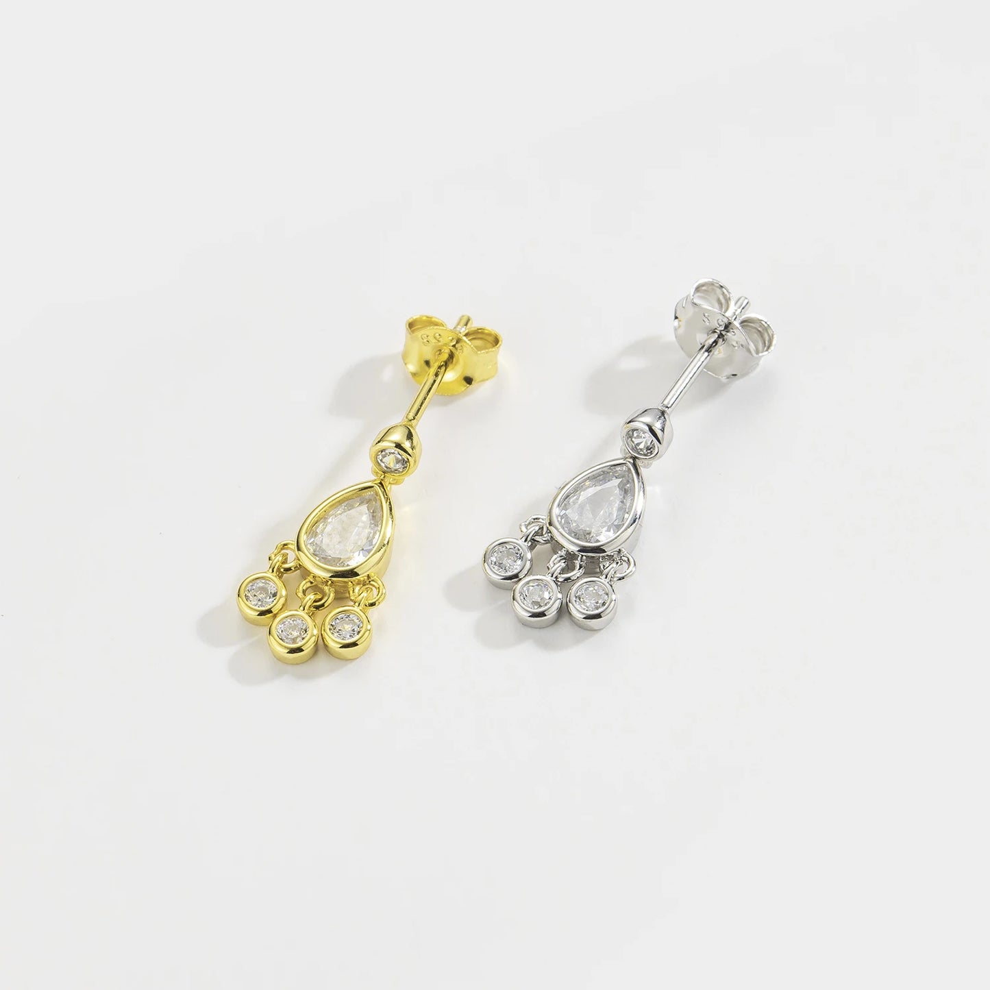 925 Sterling Silver Oval Pear Stud Earrings