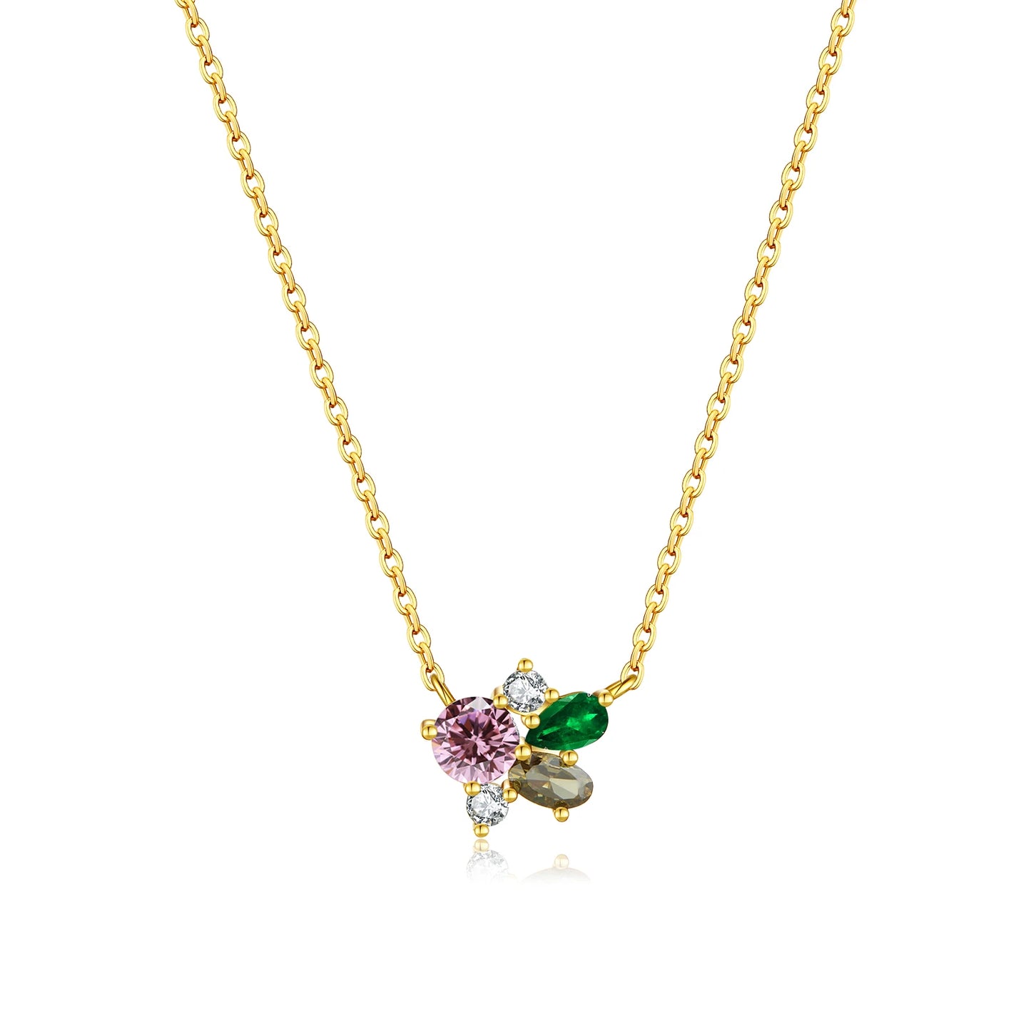 925 Sterling Silver Flower Zircon Necklace