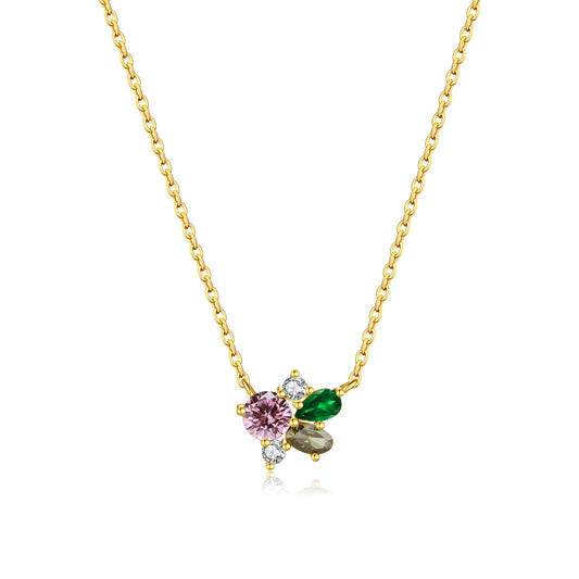 925 Sterling Silver Flower Zircon Necklace