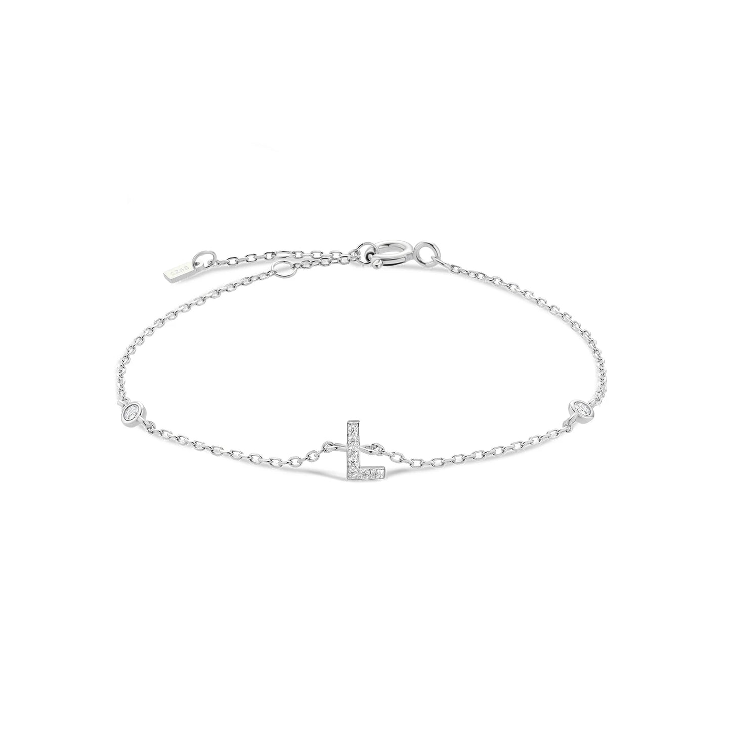 925 Sterling Silver Zircon Letter Bracelet