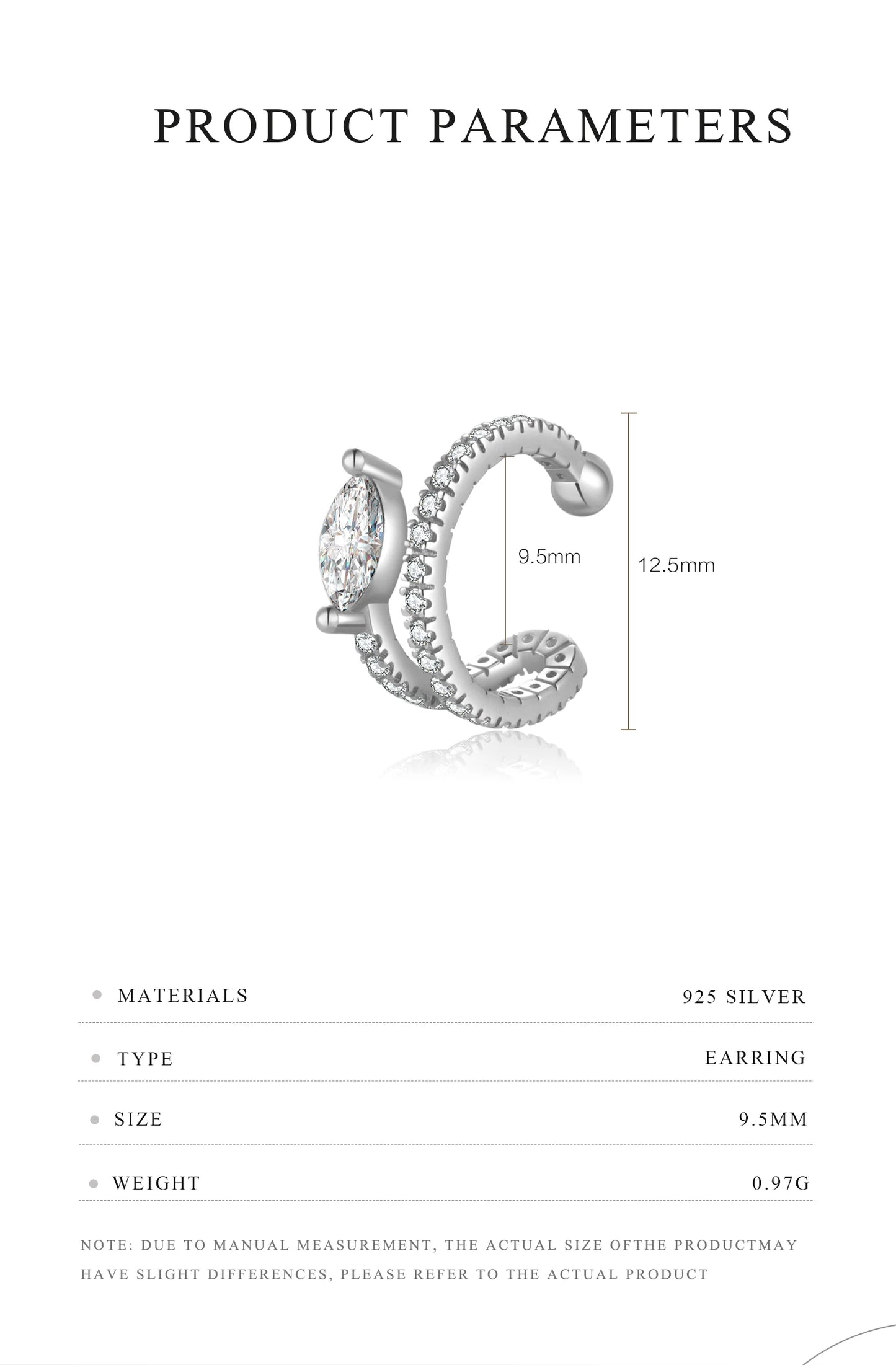 925 Sterling Silver Earcuff