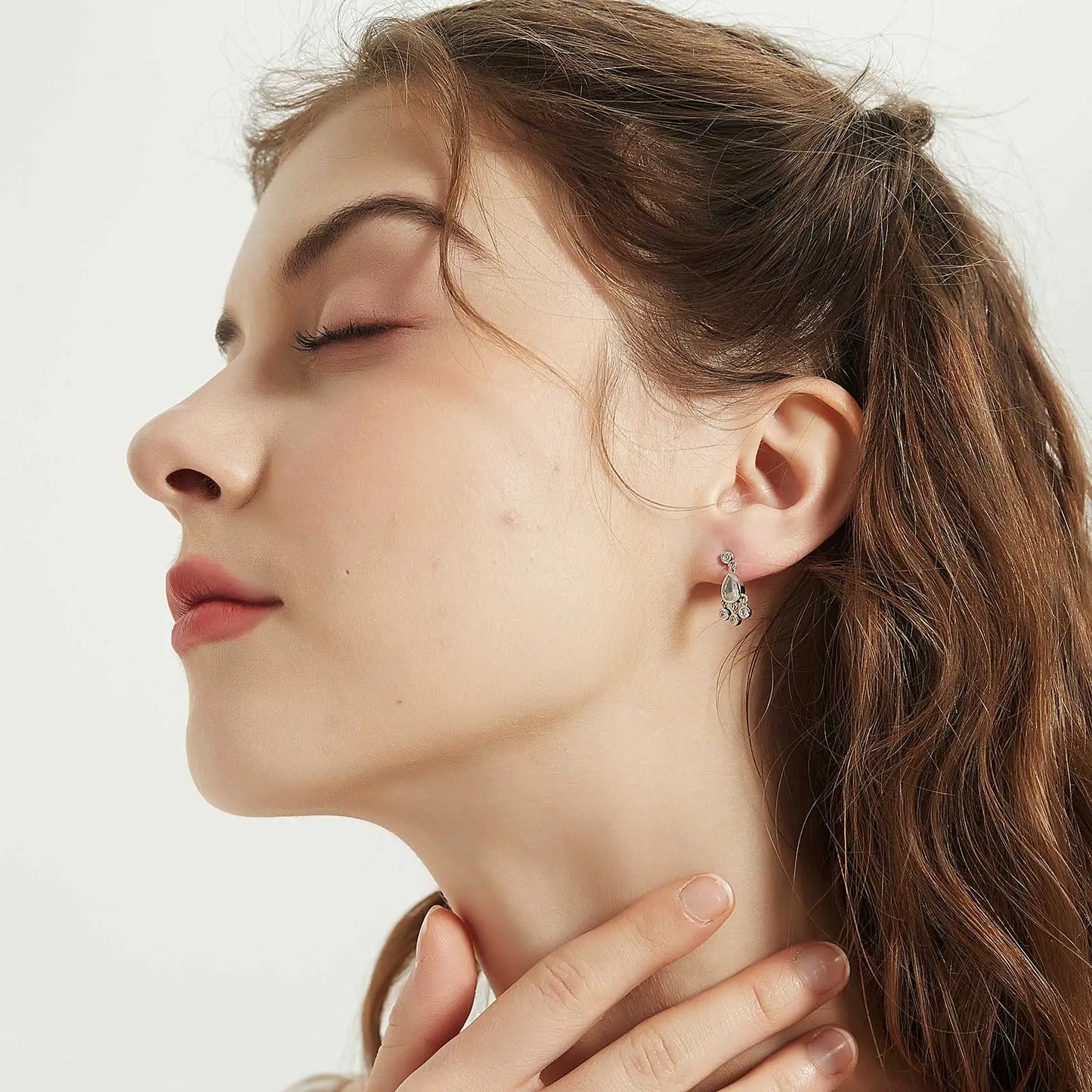 925 Sterling Silver Oval Pear Stud Earrings