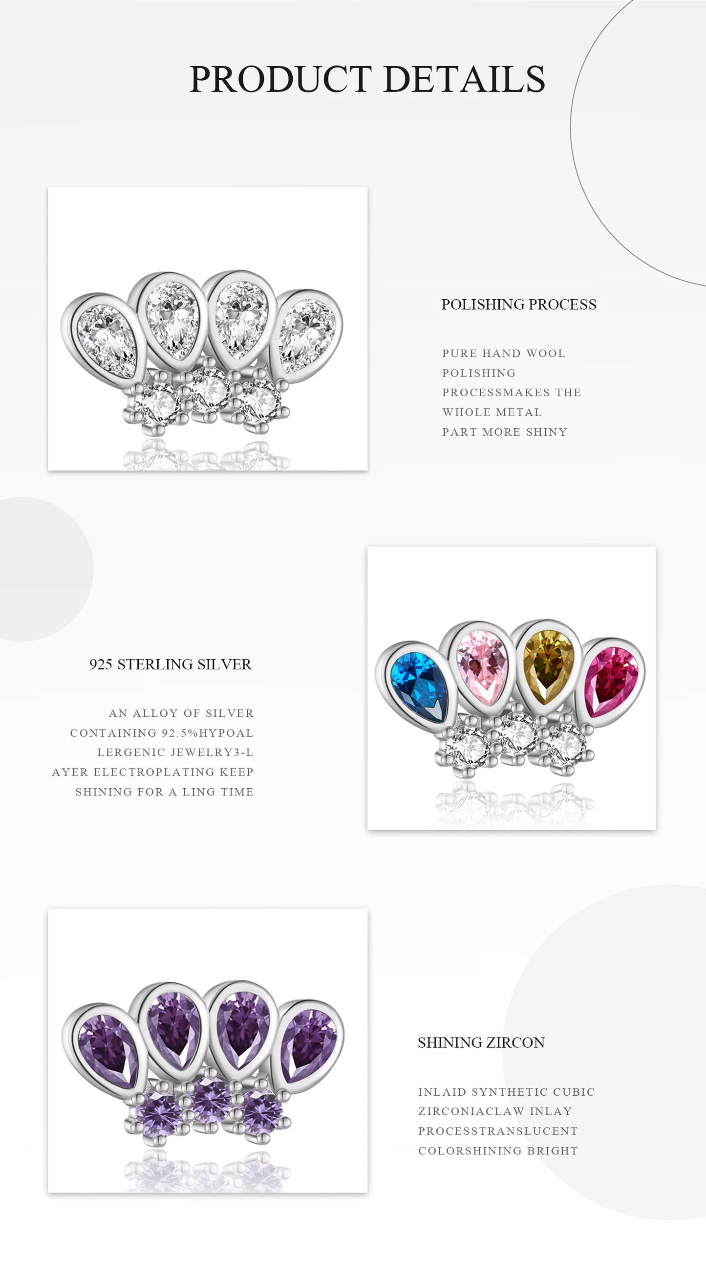 925 Sterling Silver Zircon Earring