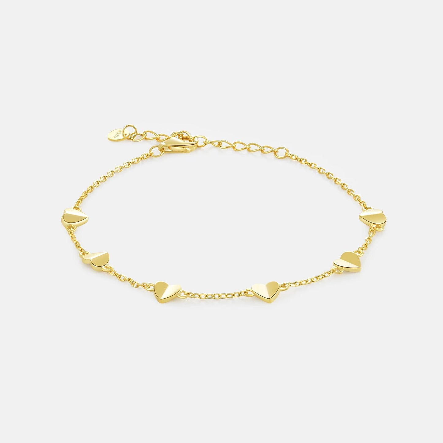 925 Sterling Silver Heart Chain Bracelet