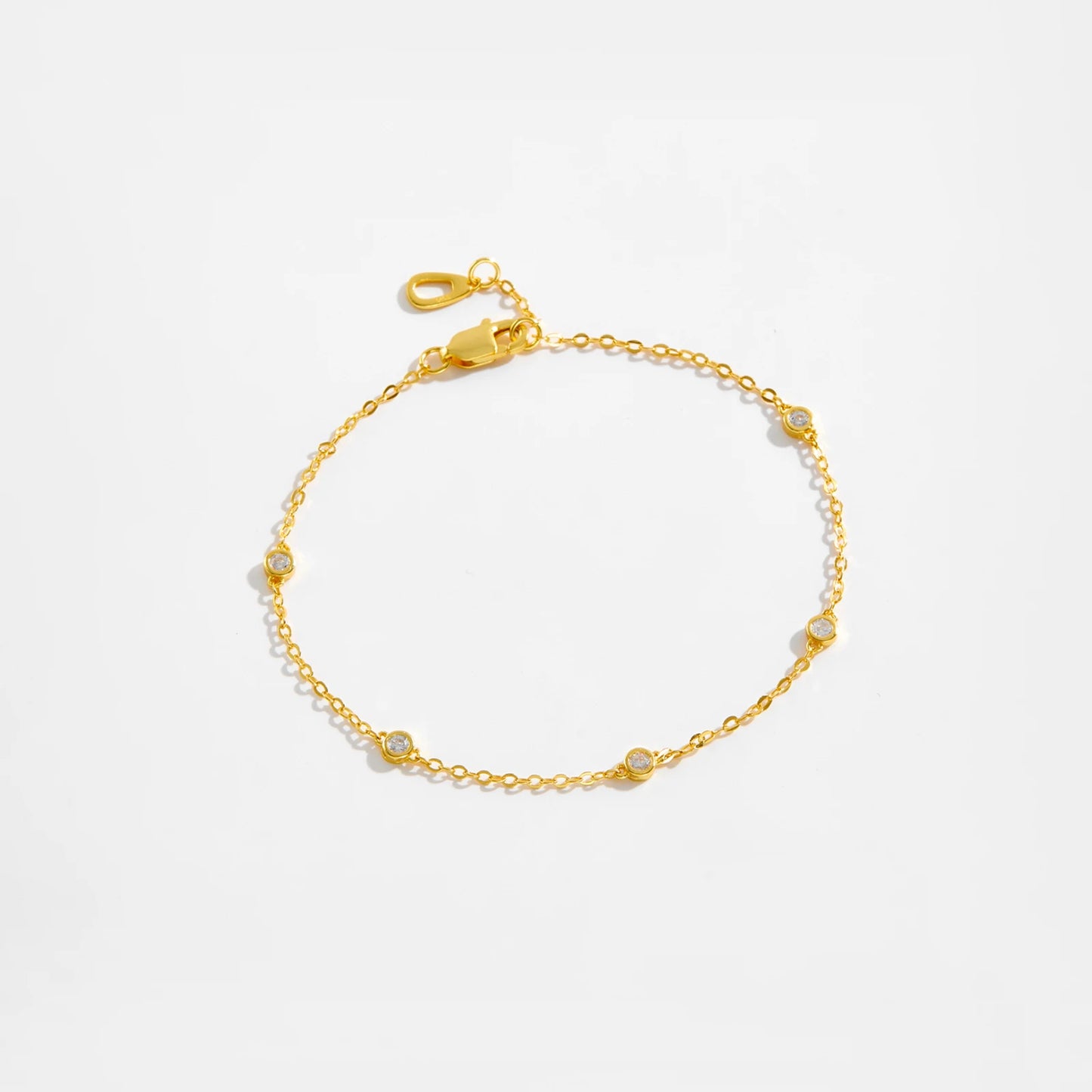 925 Sterling Silver Round Zircon Bead Bracelet