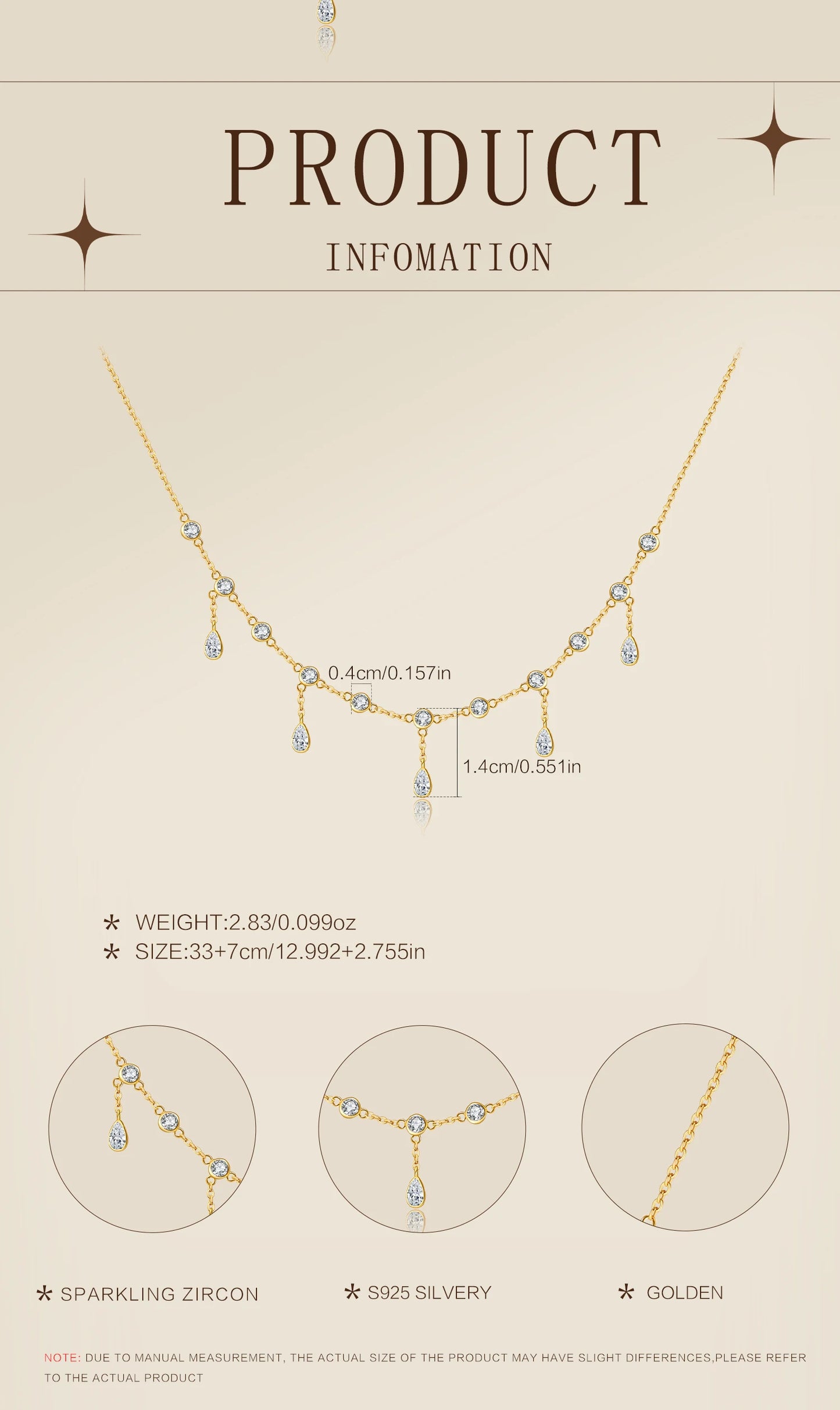 925 Sterling Silver Zircon Necklace