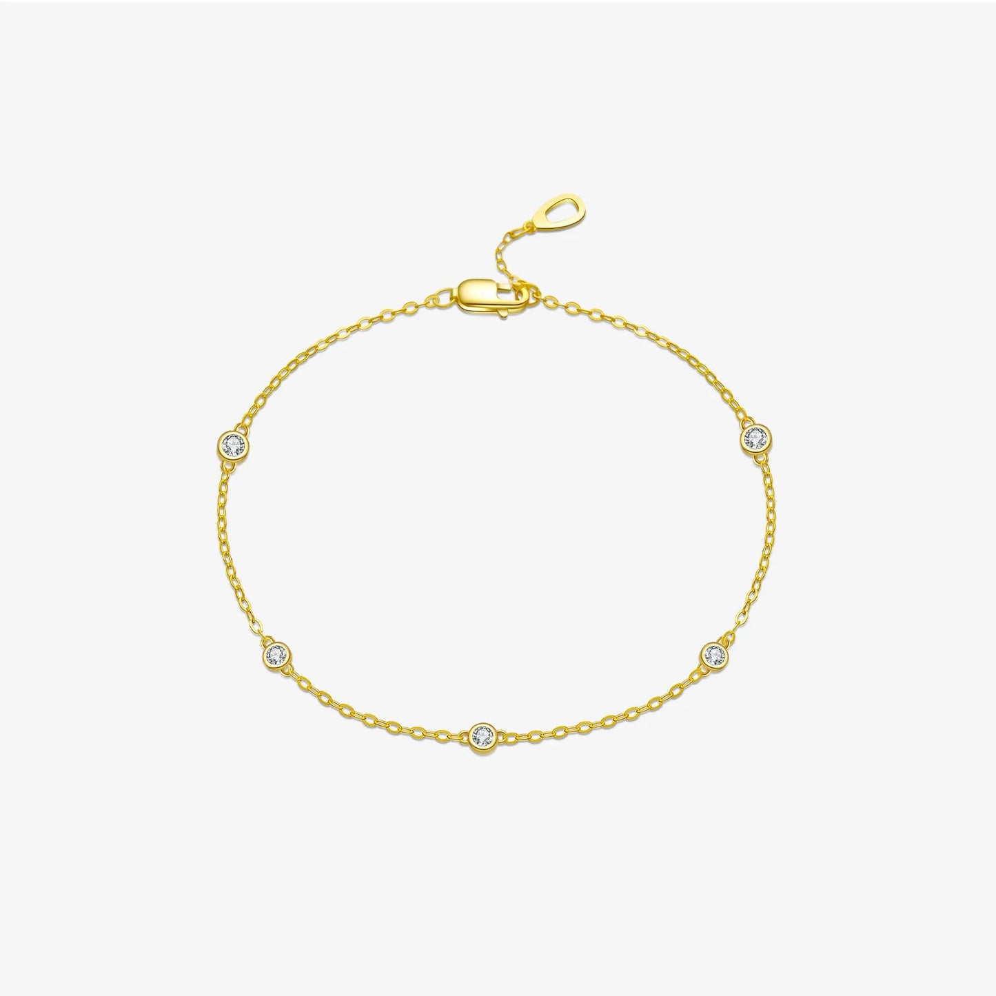 925 Sterling Silver Round Zircon Bead Bracelet