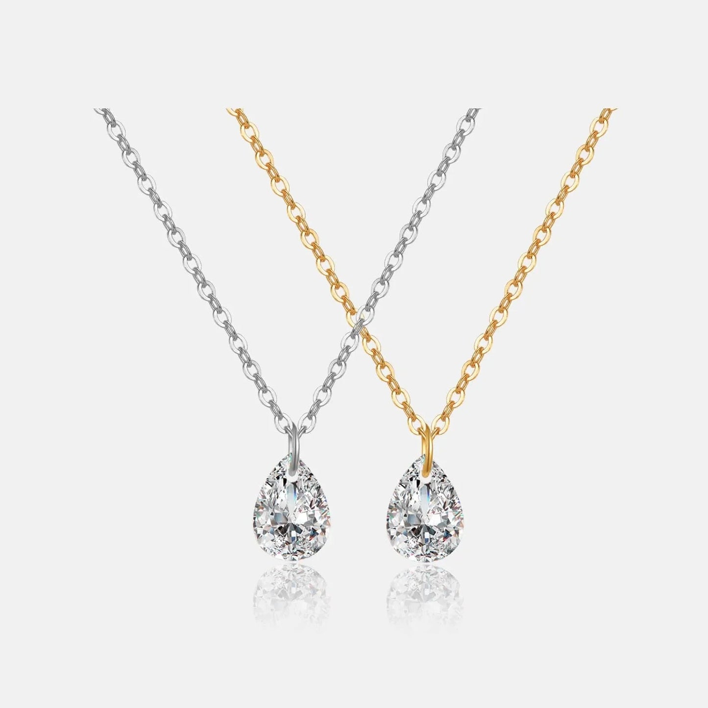 925 Sterling Silver Zircon Waterdrop Pendant