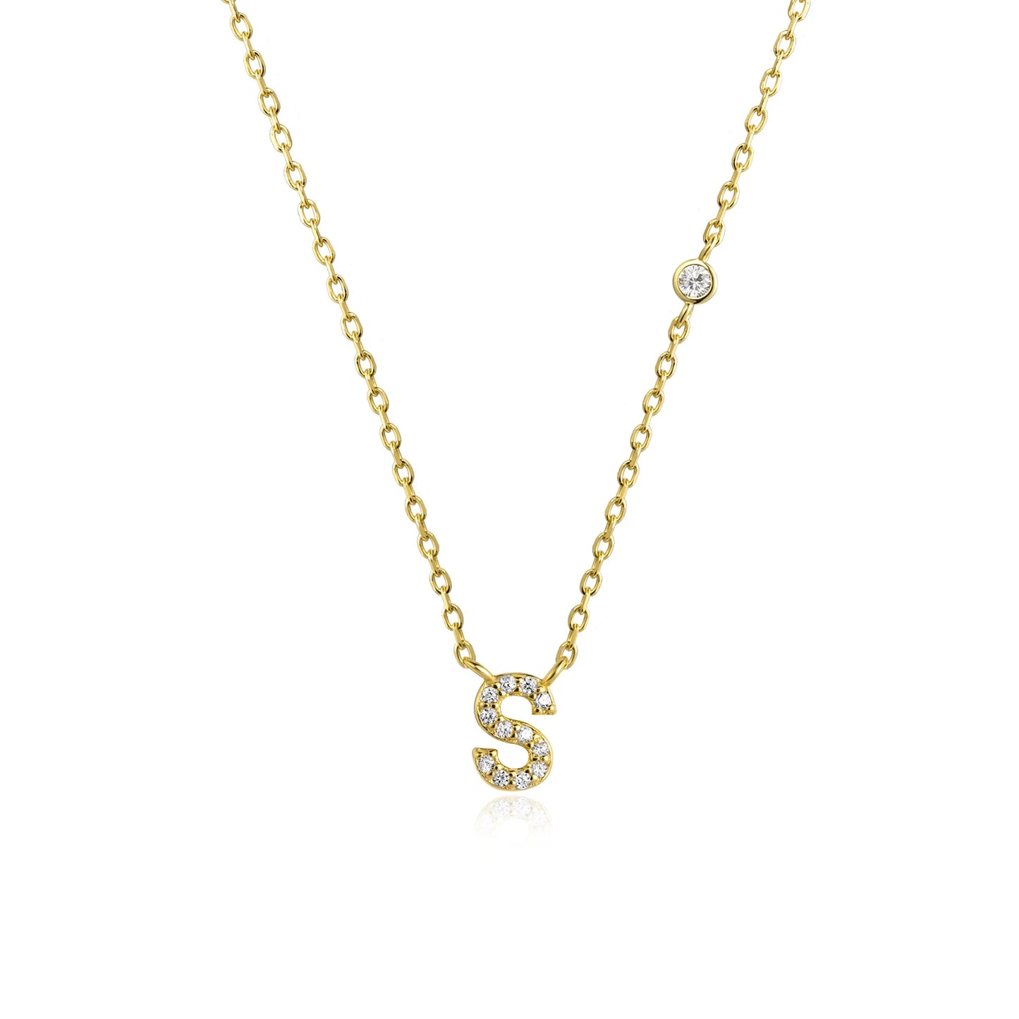 925 Sterling Silver Letters A- Z Zircon Pendant