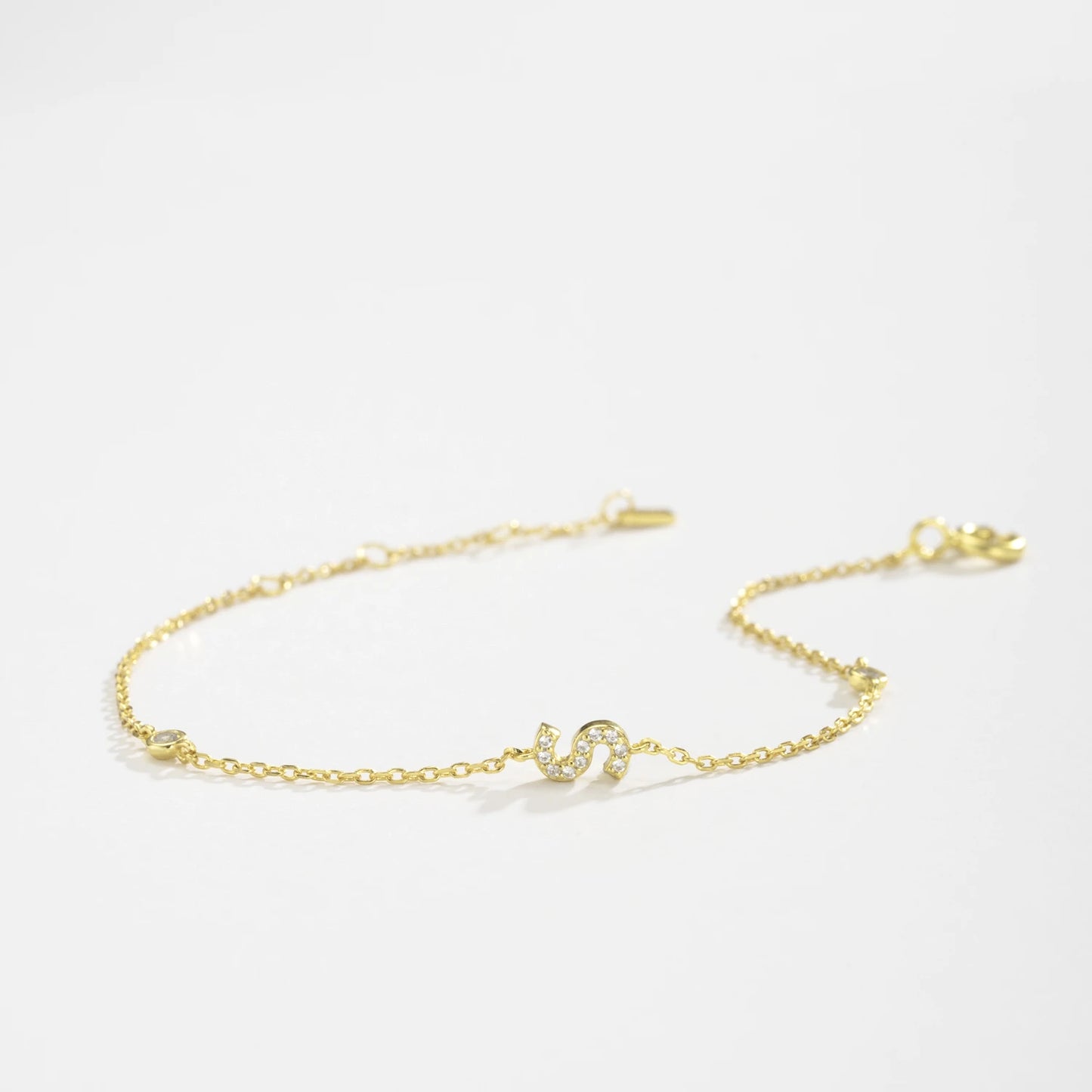 925 Sterling Silver Zircon Letter Bracelet