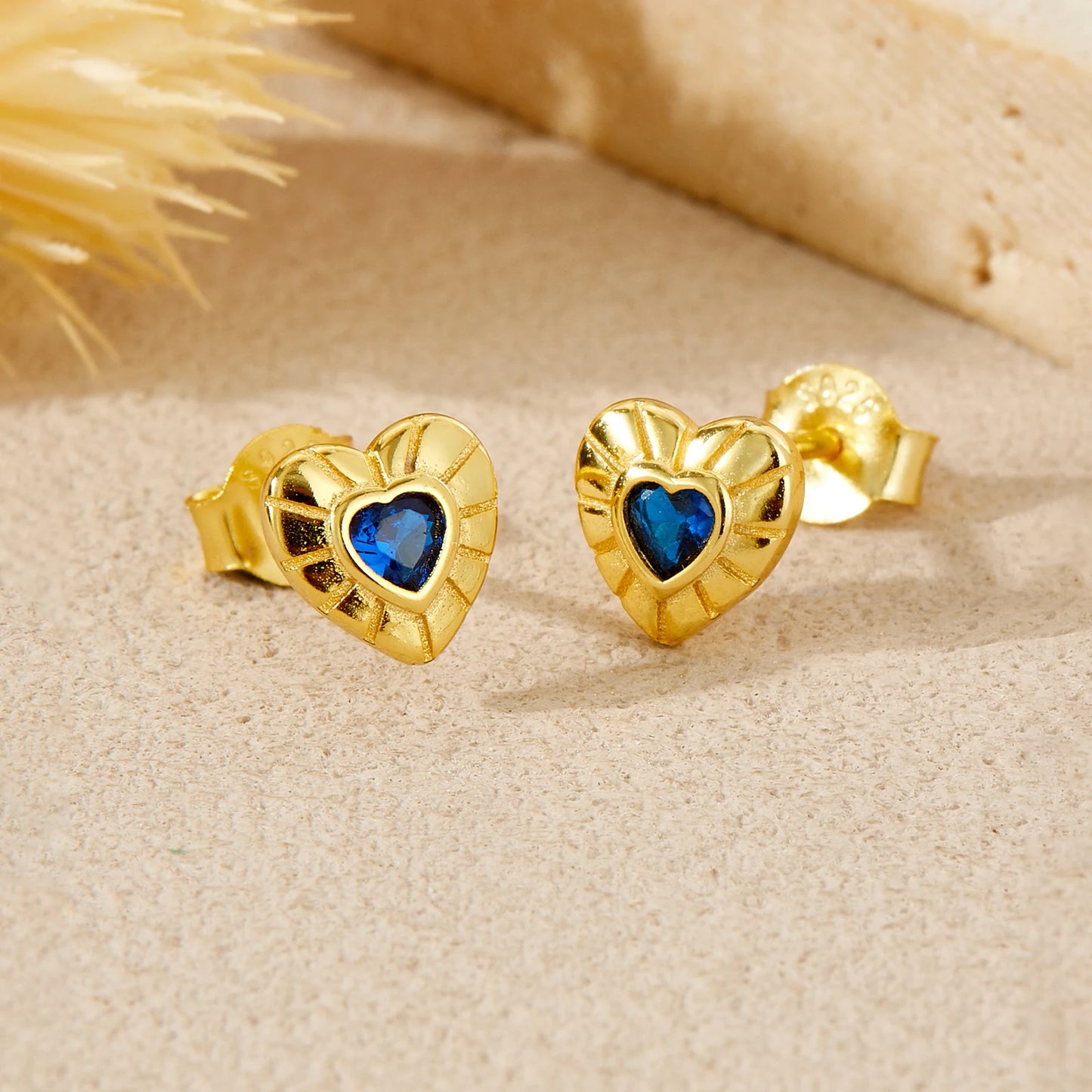 925 Sterling Silver Baroque Blue Sapphire Zircon Earrings