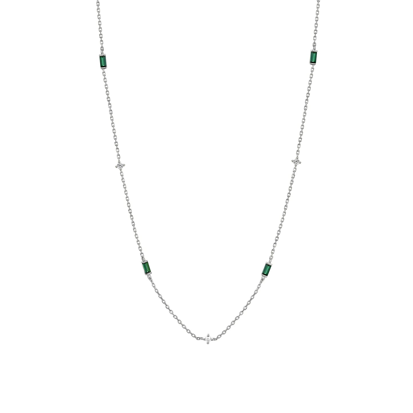 925 Sterling Silver Green Zircon Necklace