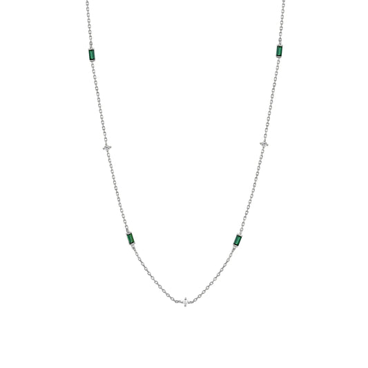 925 Sterling Silver Green Zircon Necklace