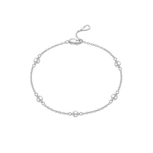 925 Sterling Silver Pearl Chain Bracelet