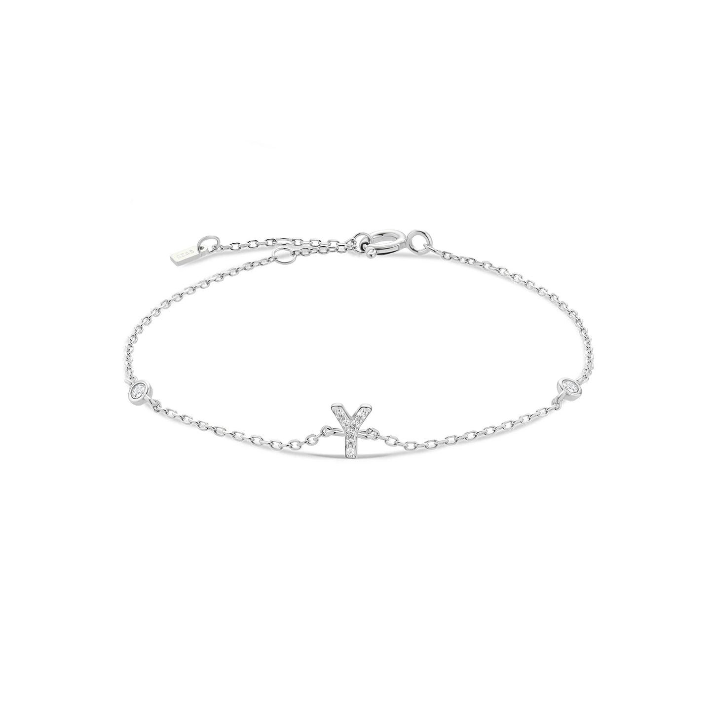 925 Sterling Silver Zircon Letter Bracelet