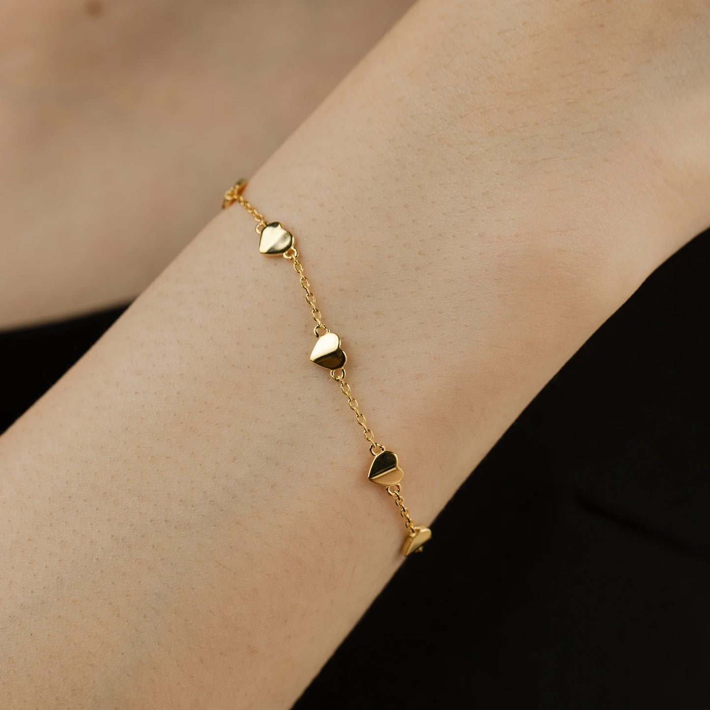 925 Sterling Silver Heart Chain Bracelet