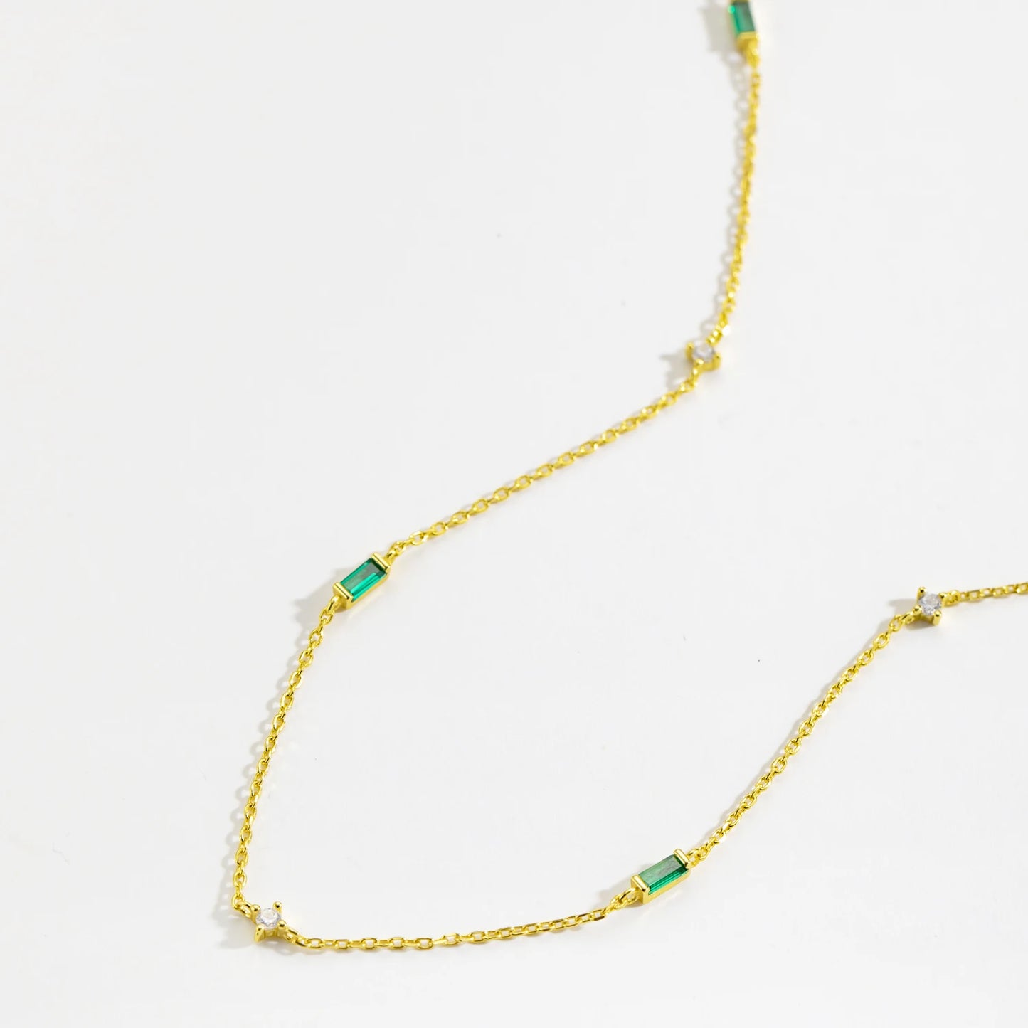 925 Sterling Silver Green Zircon Necklace