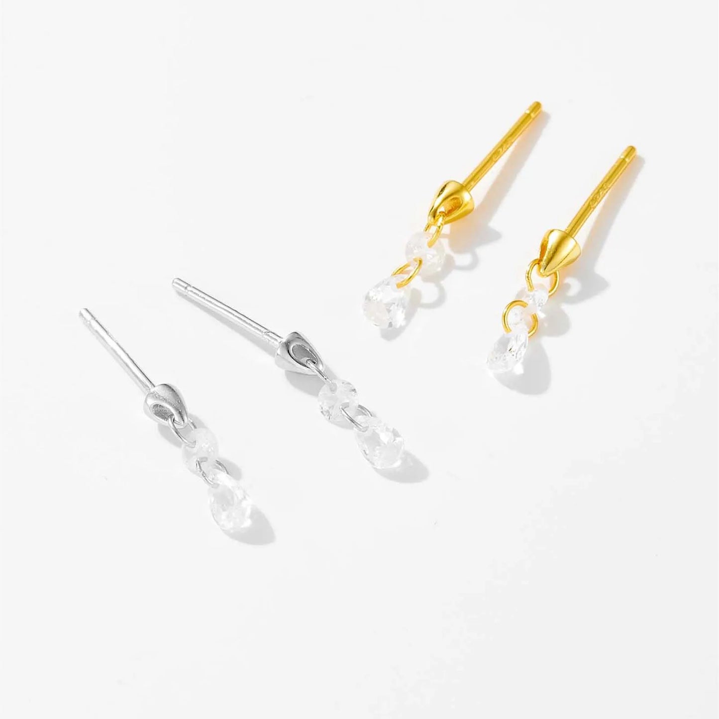925 Sterling Silver Clear Zircon Stud Earrings