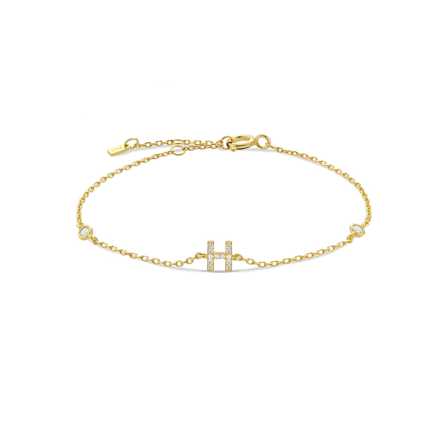 925 Sterling Silver Zircon Letter Bracelet