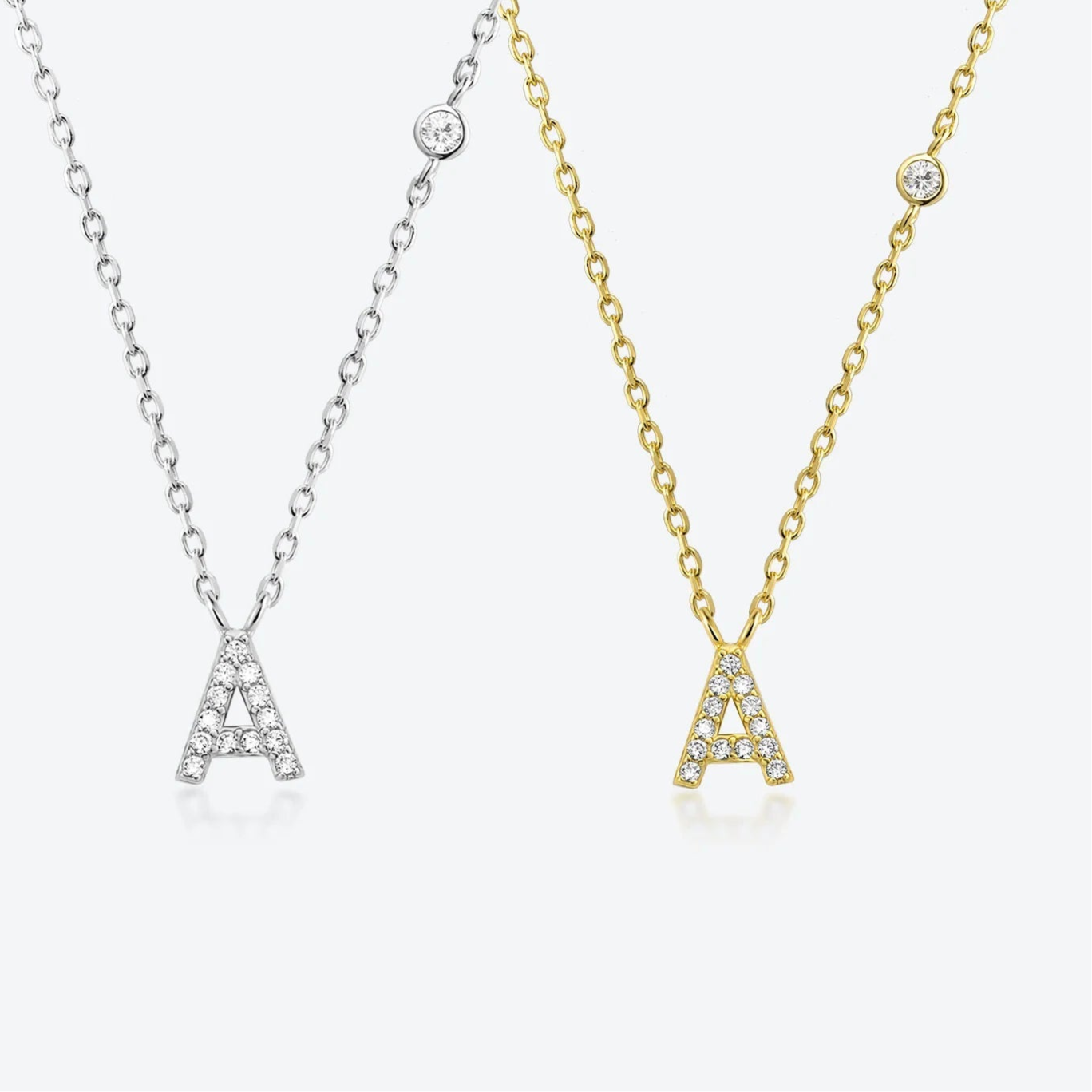 925 Sterling Silver Letters A- Z Zircon Pendant