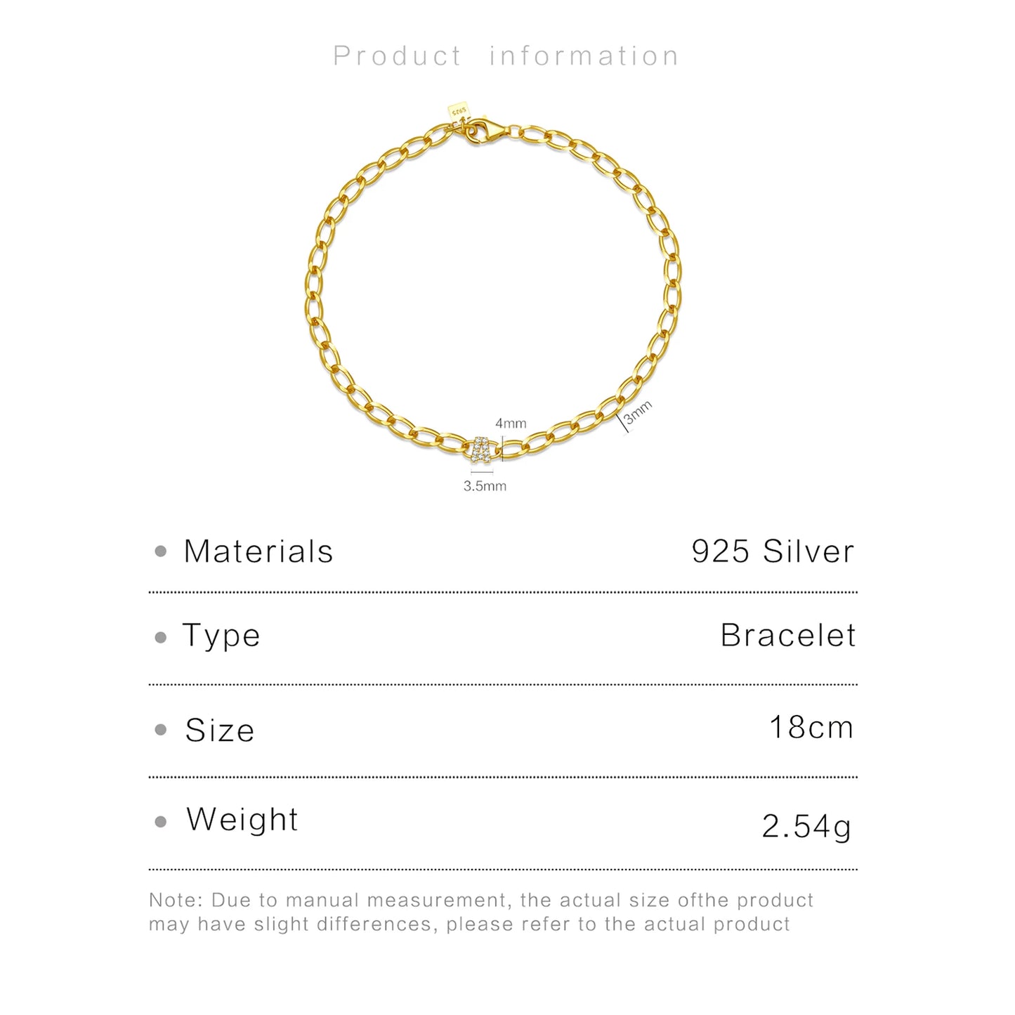 925 Sterling Silver Zircon Bracelet