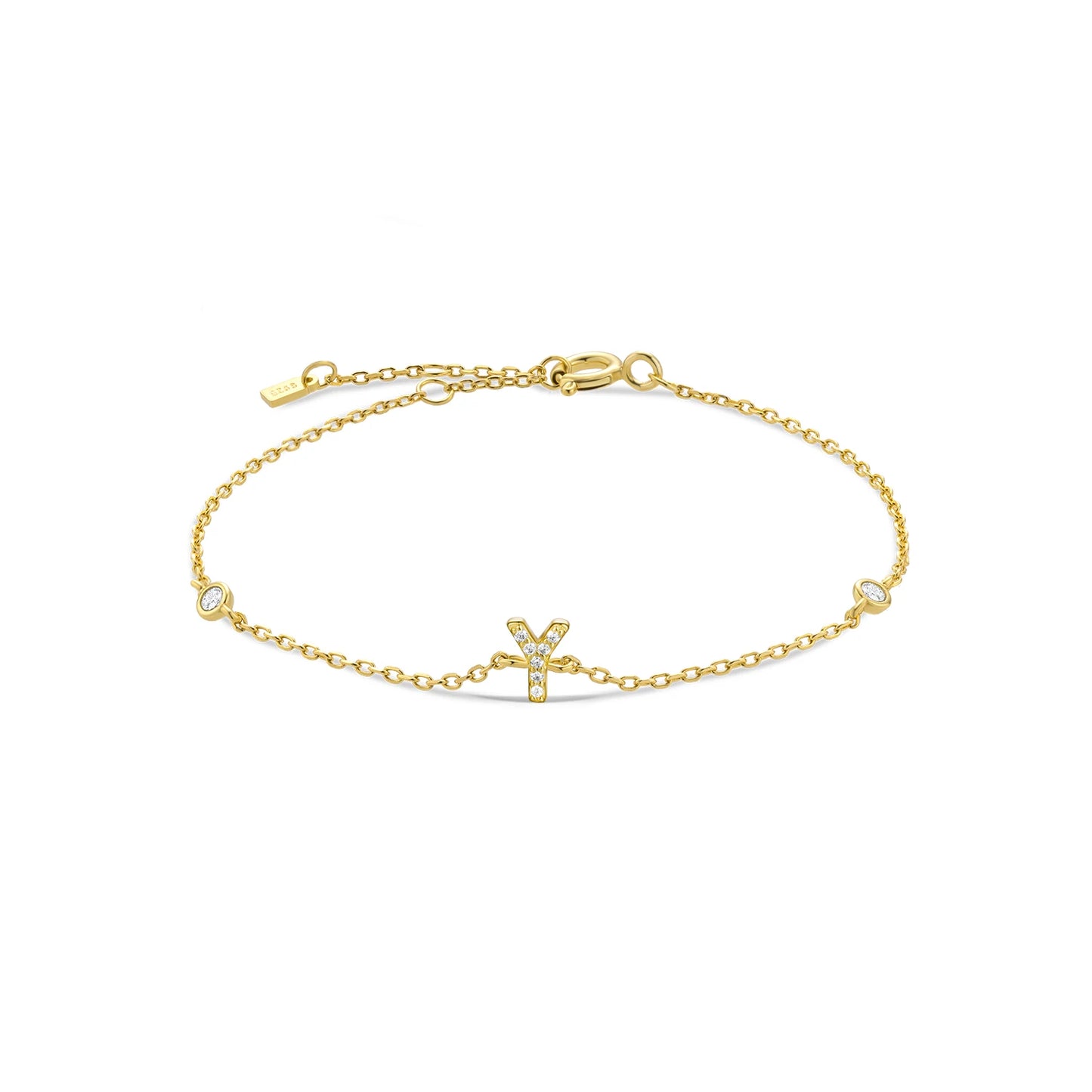 925 Sterling Silver Zircon Letter Bracelet