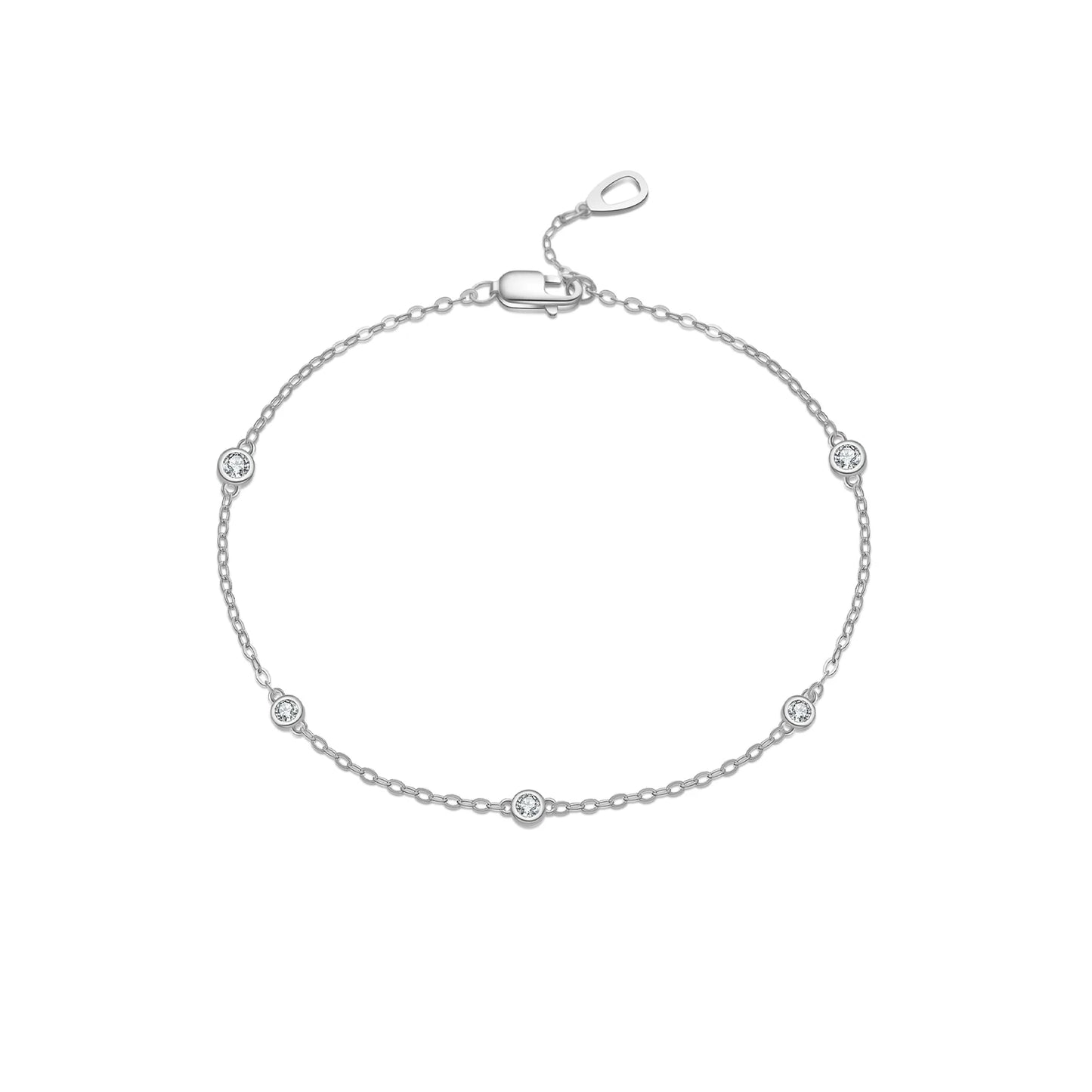 925 Sterling Silver Round Zircon Bead Bracelet