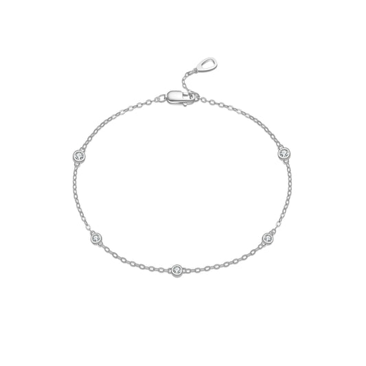 925 Sterling Silver Round Zircon Bead Bracelet