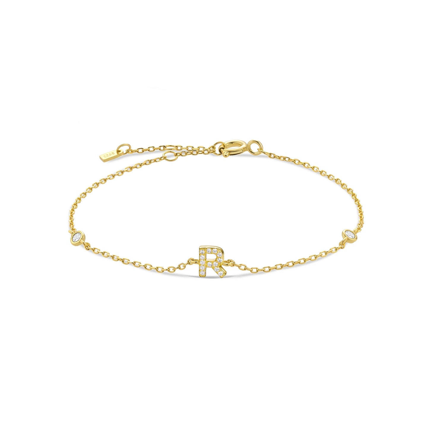 925 Sterling Silver Zircon Letter Bracelet